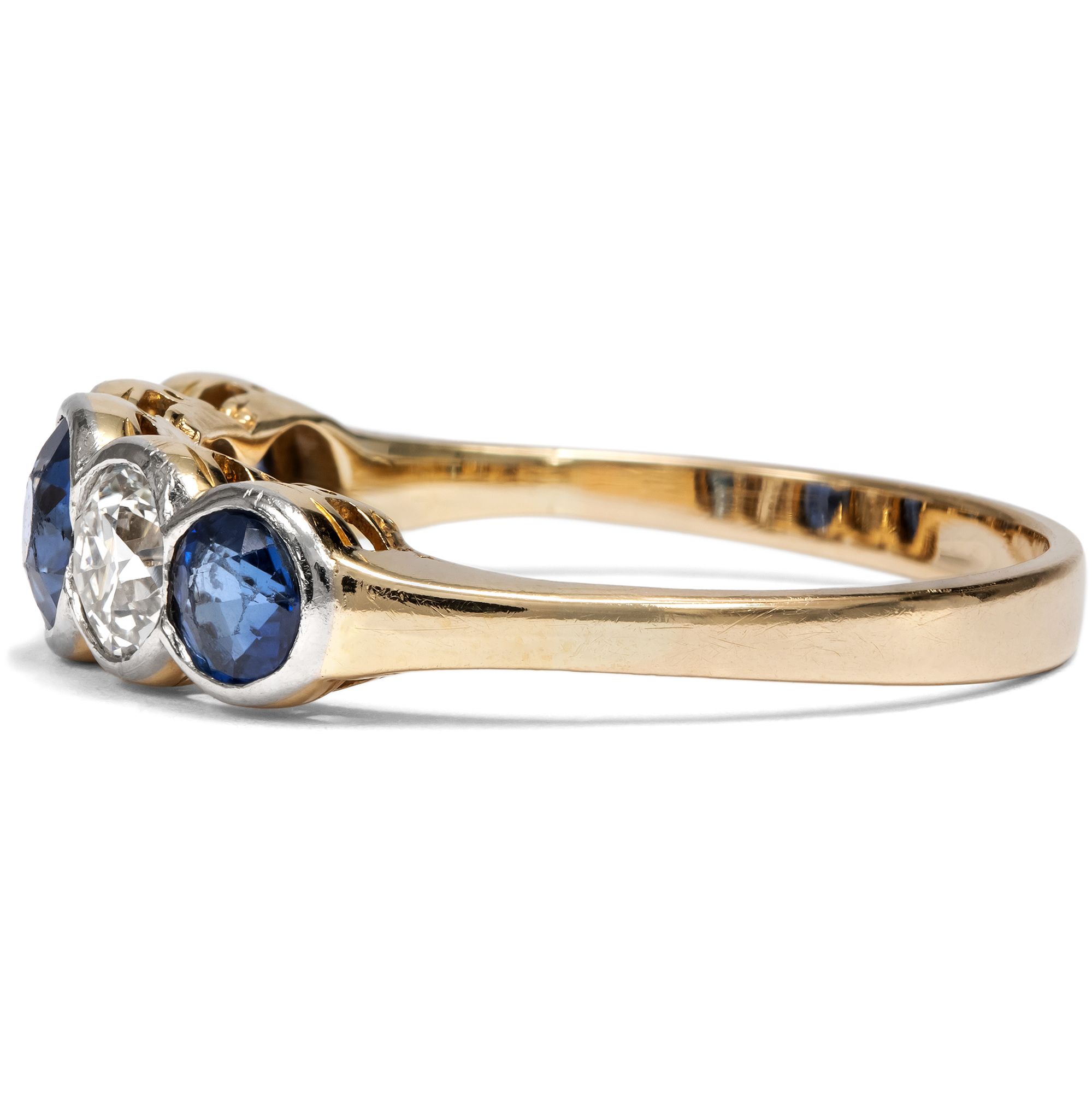 Antiker Ring mit Saphiren & Diamanten in Gold und Platin, um 1910 Antiker Ring mit Saphiren & Diamanten in Gold und Platin, um 1910