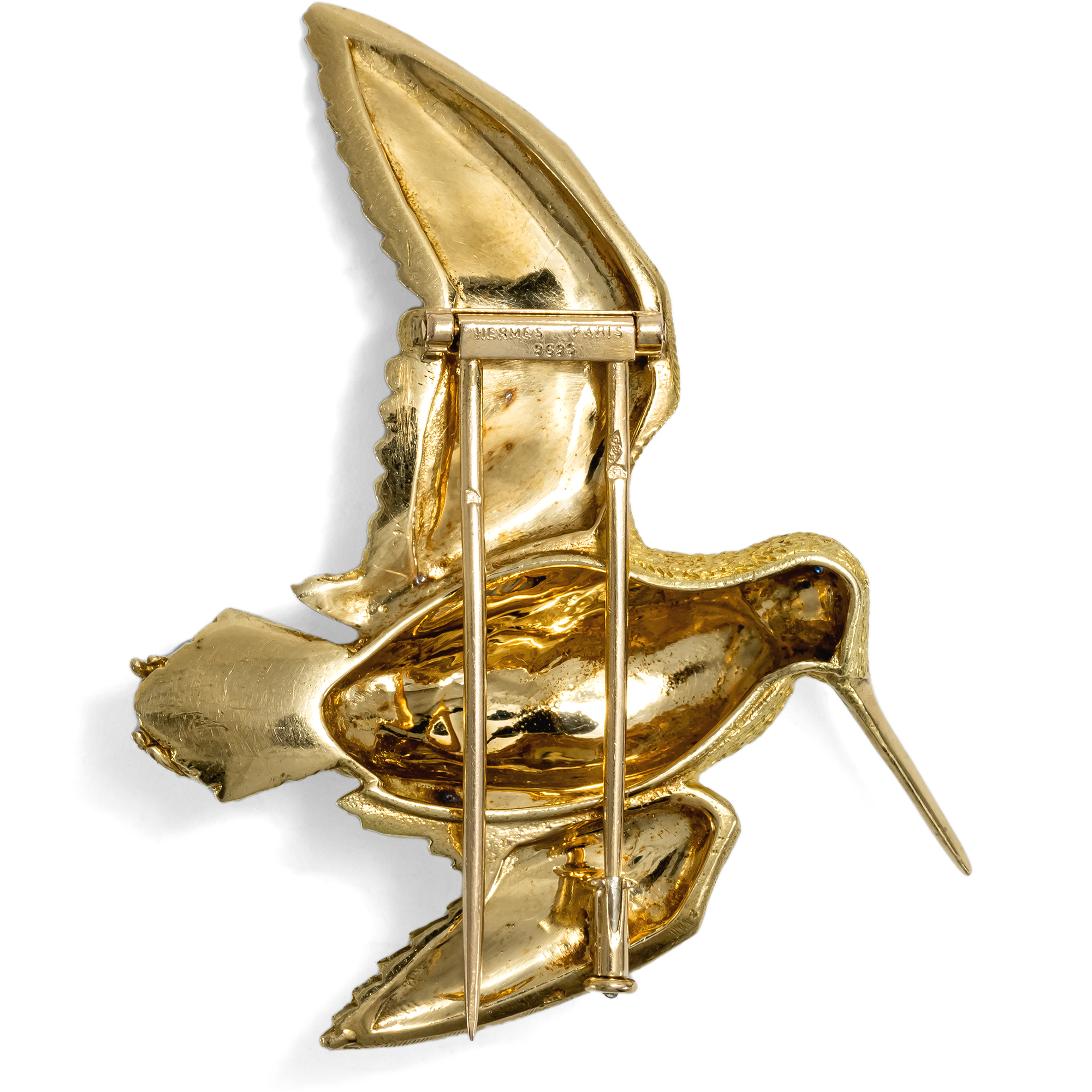 Fabelhafte Vintage Brosche in Gold von George Lenfant für Hermès, Paris um 1965 Fabelhafte Vintage Brosche in Gold von George Lenfant für Hermès, Paris um 1965