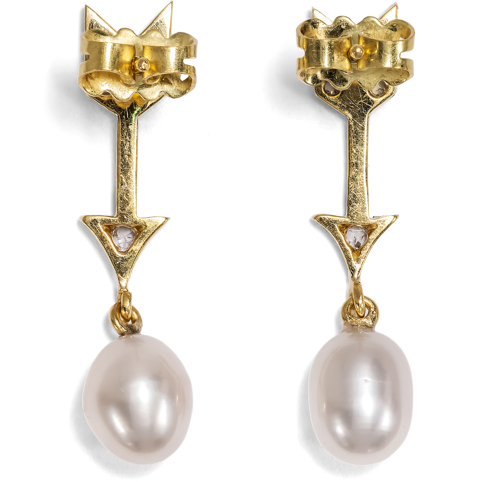 Romantische Ohrringe mit Diamanten & Perlen, um 1900 & später Romantische Ohrringe mit Diamanten & Perlen, um 1900 & später