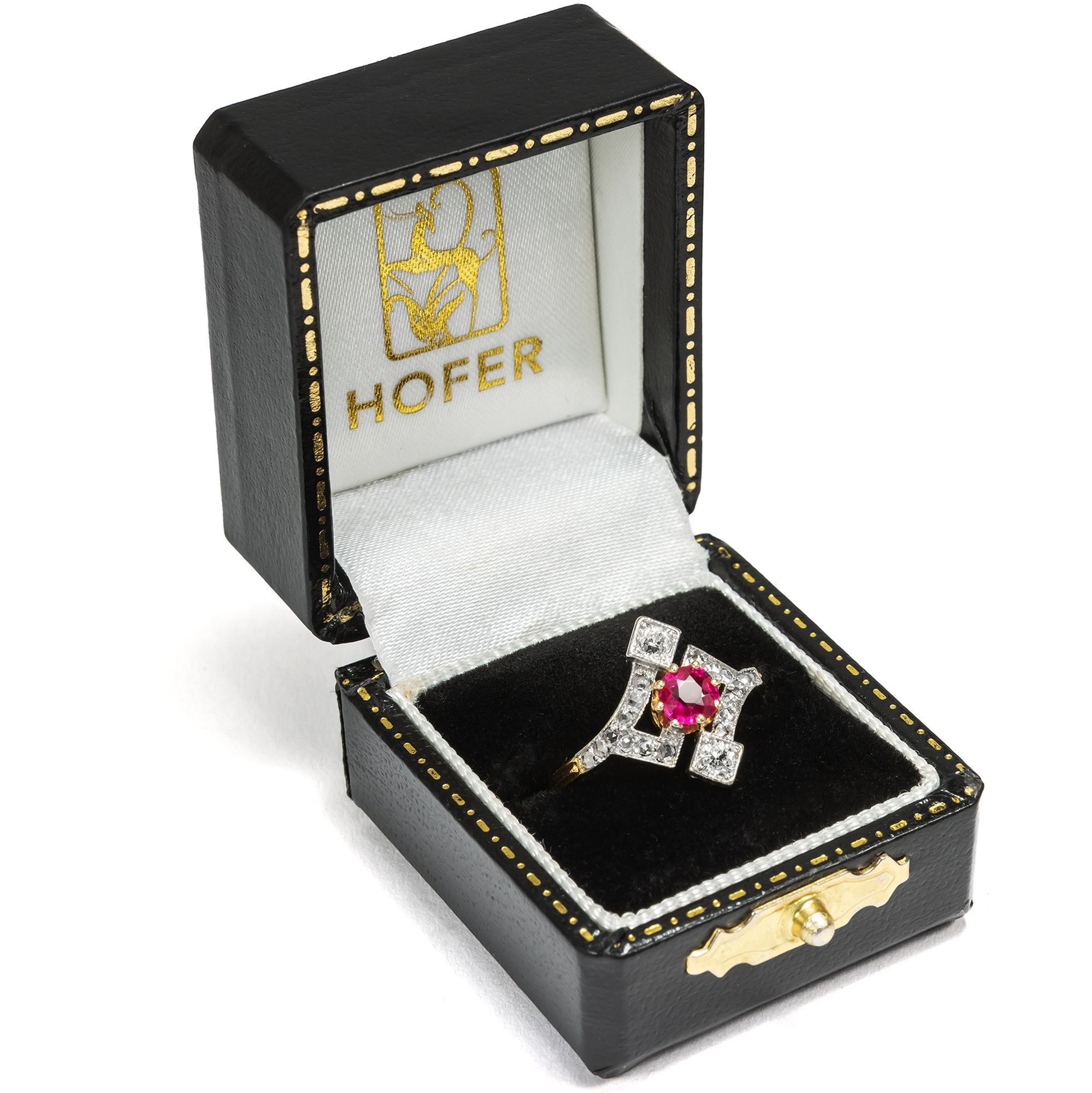 Eleganter antiker Ring mit unbehandeltem Burma-Rubin & Diamanten, um 1910 Eleganter antiker Ring mit unbehandeltem Burma-Rubin & Diamanten, um 1910