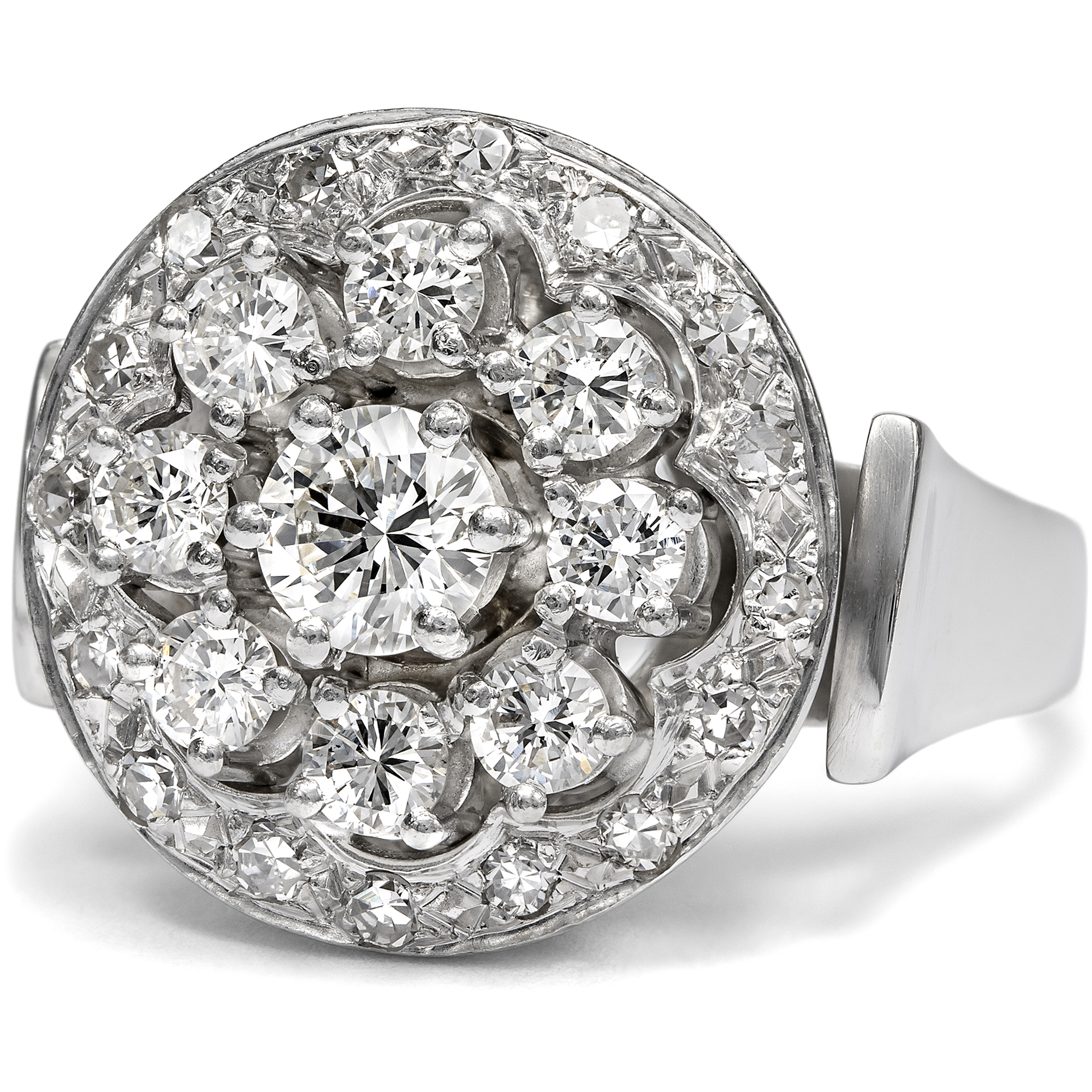 Glamouröser vintage Ring mit 1,18 ct Diamanten in Weißgold, um 1970 Glamouröser vintage Ring mit 1,18 ct Diamanten in Weißgold, um 1970
