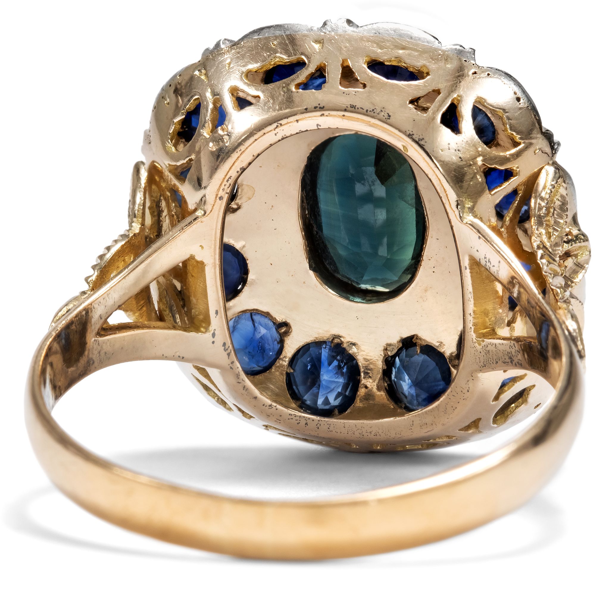 Vintage Ring mit Saphiren in Gold & Silber aus Italien, um 1955 Vintage Ring mit Saphiren in Gold & Silber aus Italien, um 1955