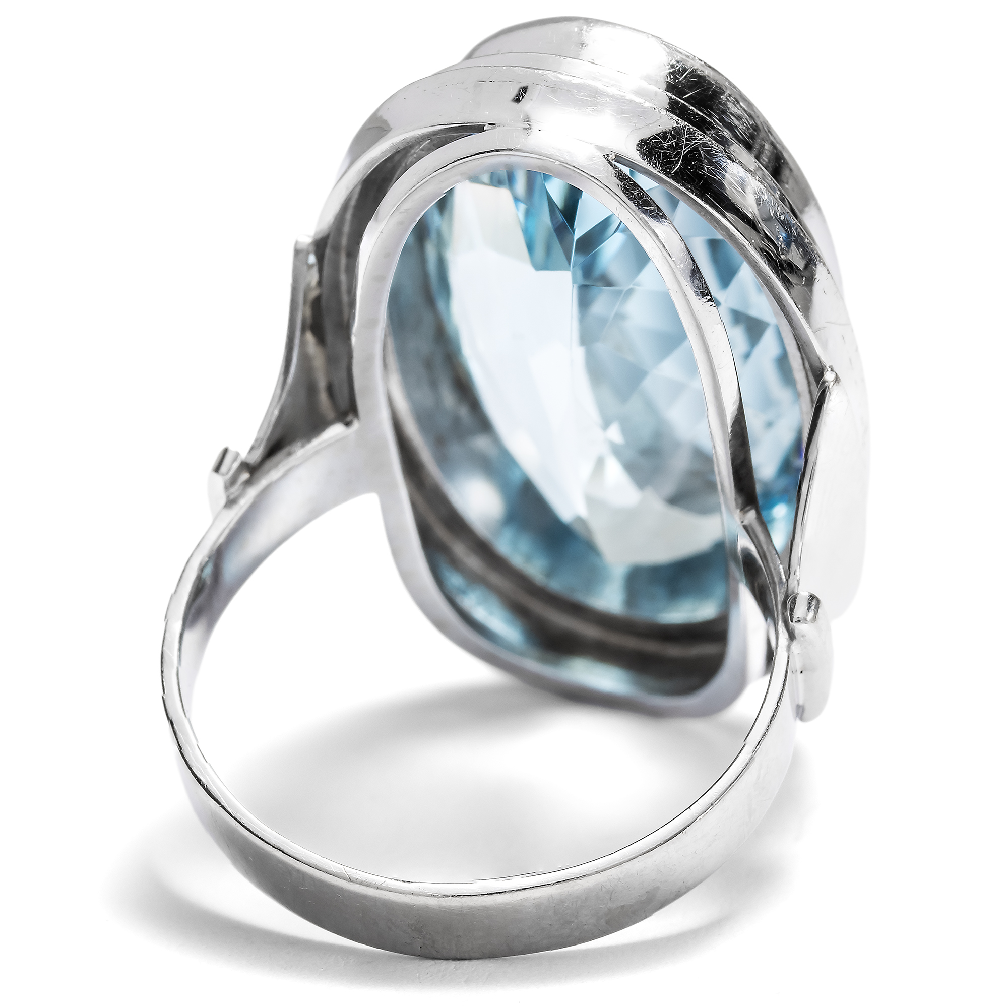 Glamorous Aquamarine & White Gold Cocktail Ring, c. 1960 Glamorous Aquamarine & White Gold Cocktail Ring, c. 1960