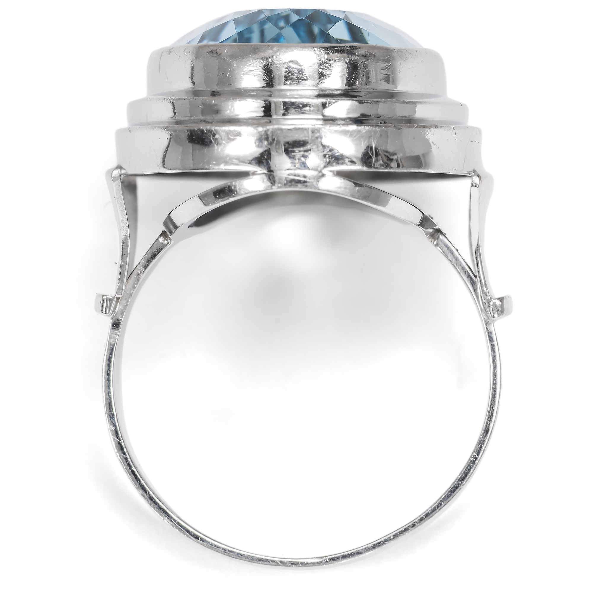 Glamorous Aquamarine & White Gold Cocktail Ring, c. 1960 Glamorous Aquamarine & White Gold Cocktail Ring, c. 1960