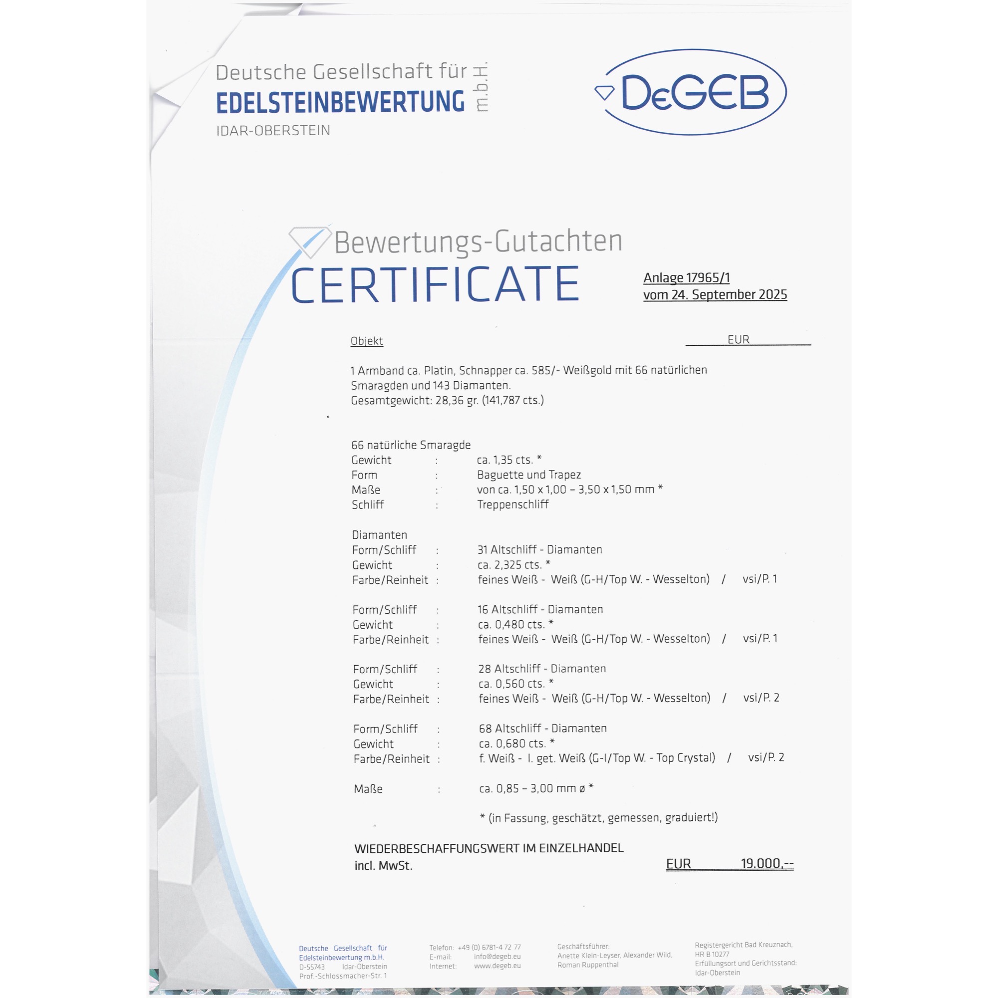 Elegantes Art Déco „Line Bracelet“ mit Diamanten & Smaragden, um 1925 Elegantes Art Déco „Line Bracelet“ mit Diamanten & Smaragden, um 1925