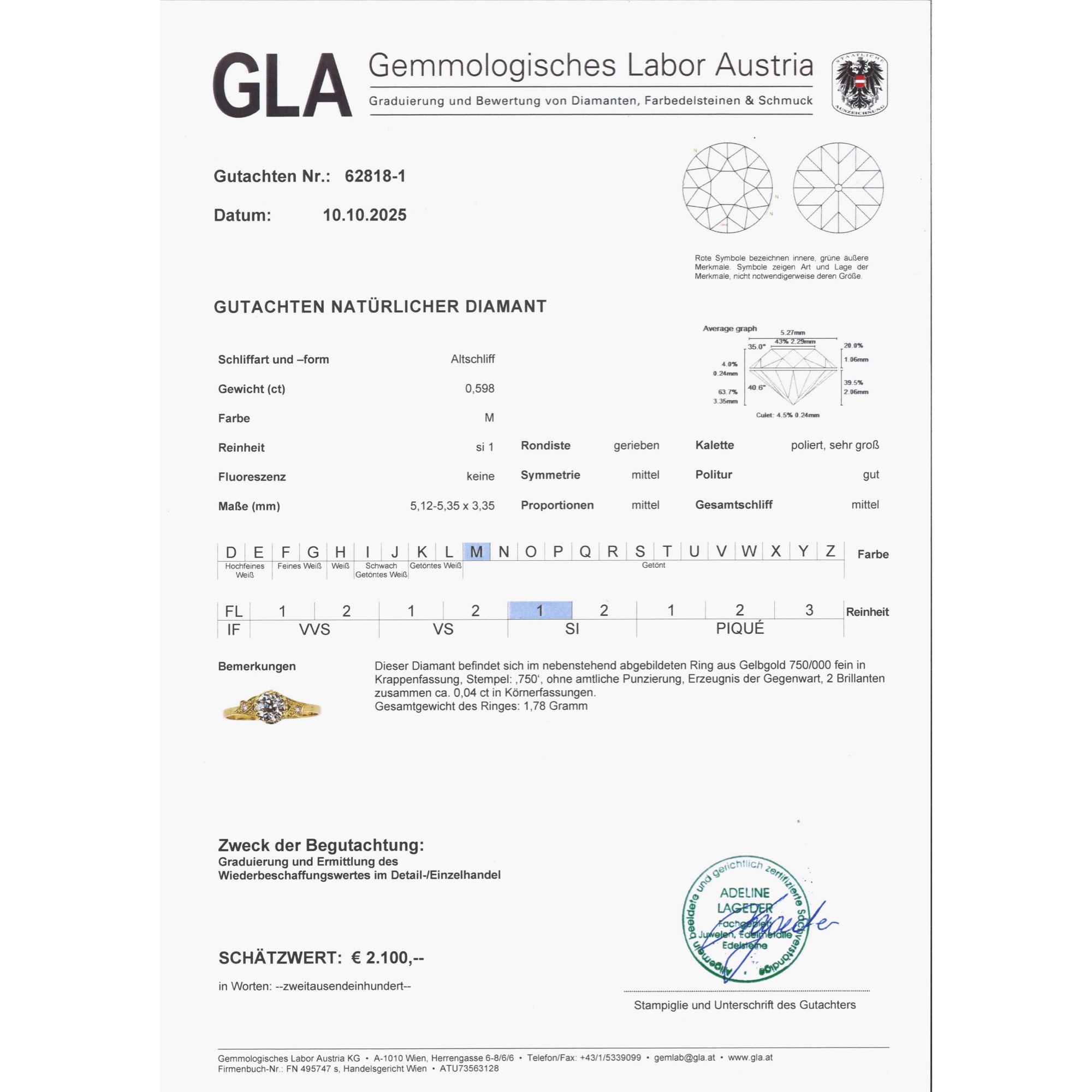 Zarter Ring mit 0,59 ct Diamant im Altschliff aus unserer Werkstatt Zarter Ring mit 0,59 ct Diamant im Altschliff aus unserer Werkstatt