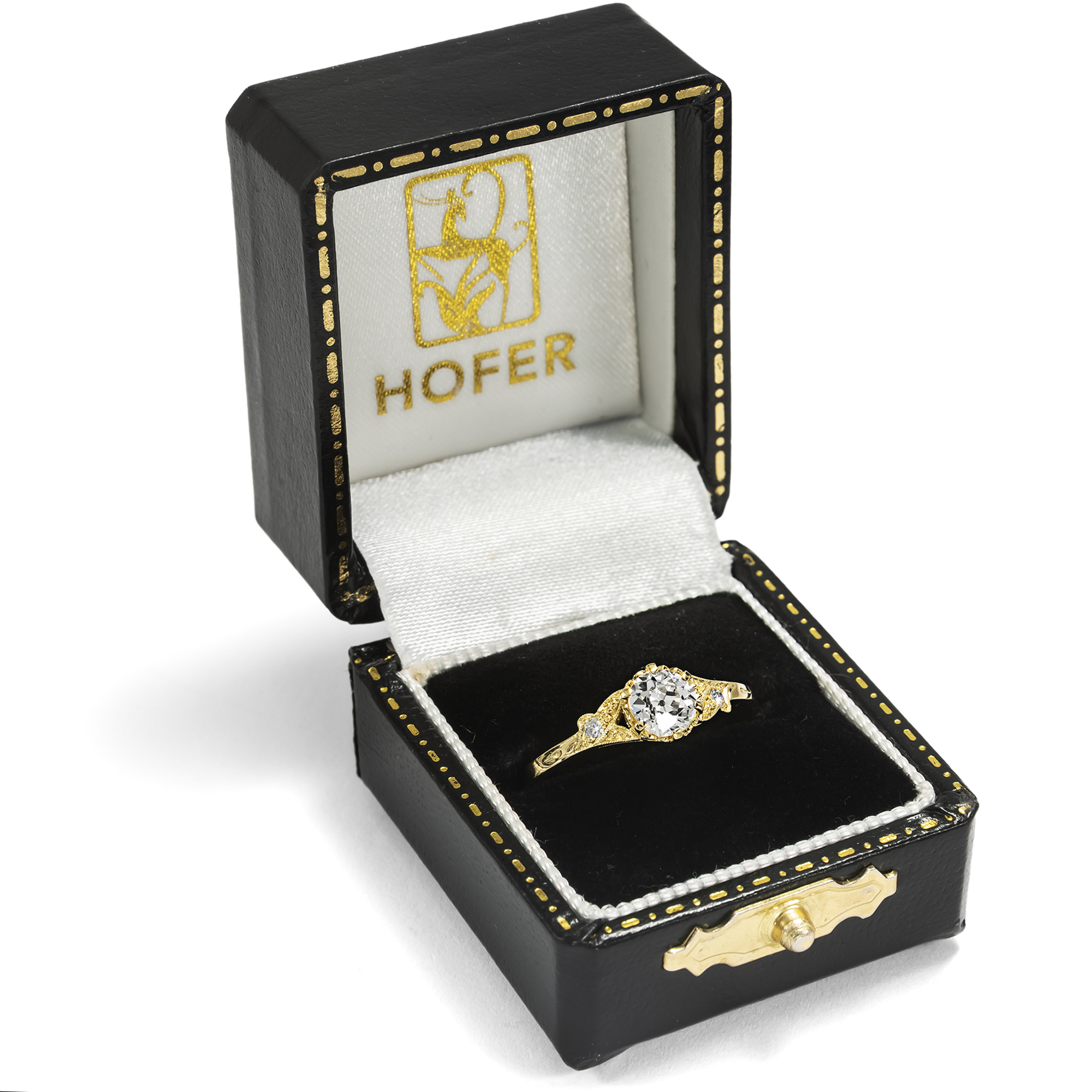 Zarter Ring mit 0,59 ct Diamant im Altschliff aus unserer Werkstatt Zarter Ring mit 0,59 ct Diamant im Altschliff aus unserer Werkstatt