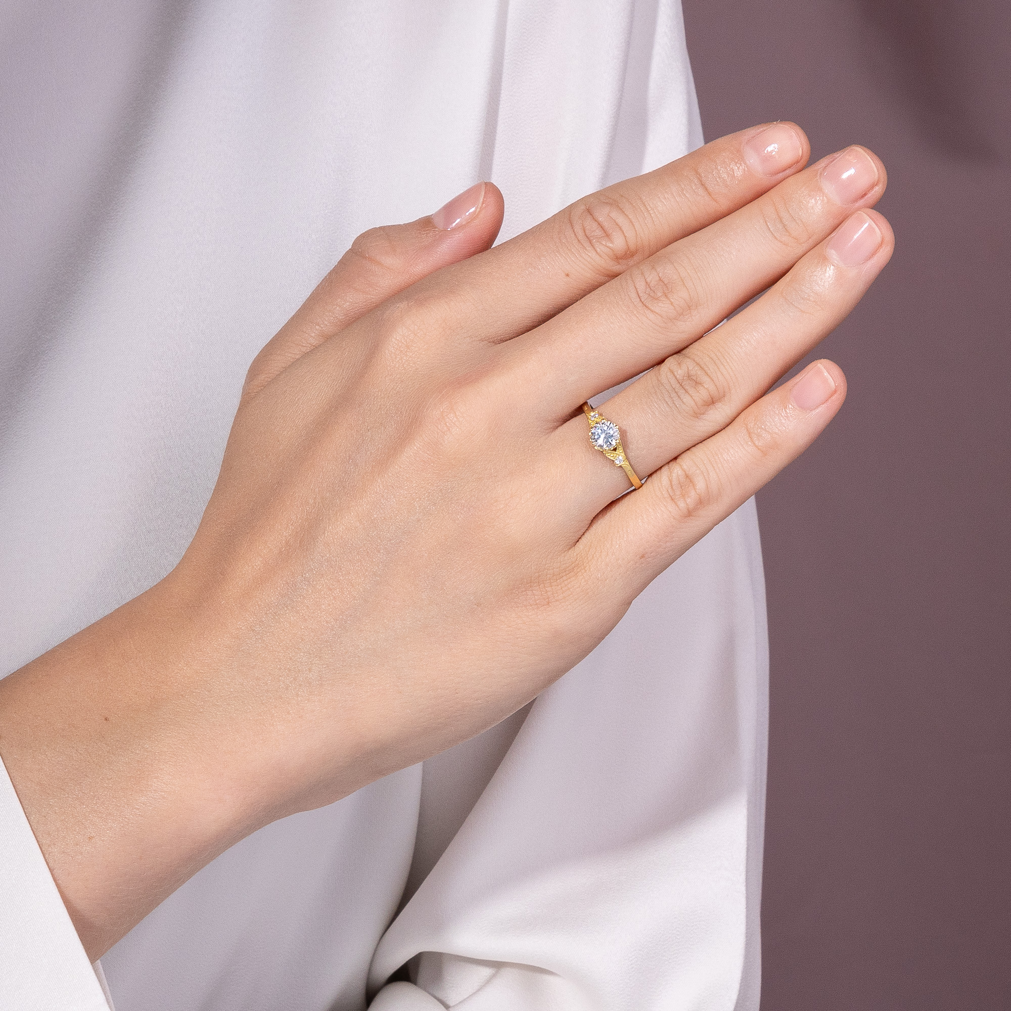 Delicate ring with vintage 0.64 ct diamond from our workshop Delicate ring with vintage 0.64 ct diamond from our workshop