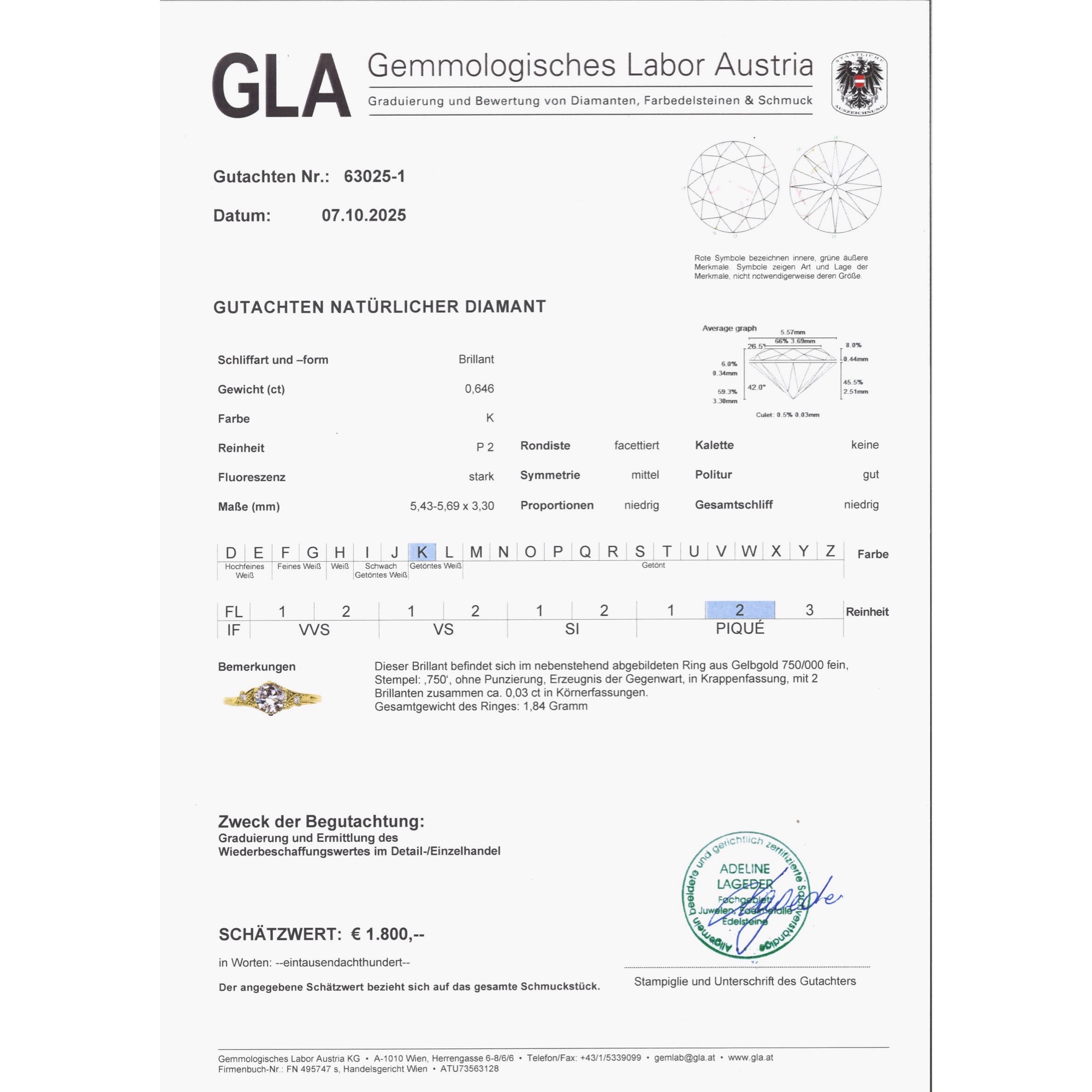 Delicate ring with vintage 0.64 ct diamond from our workshop Delicate ring with vintage 0.64 ct diamond from our workshop