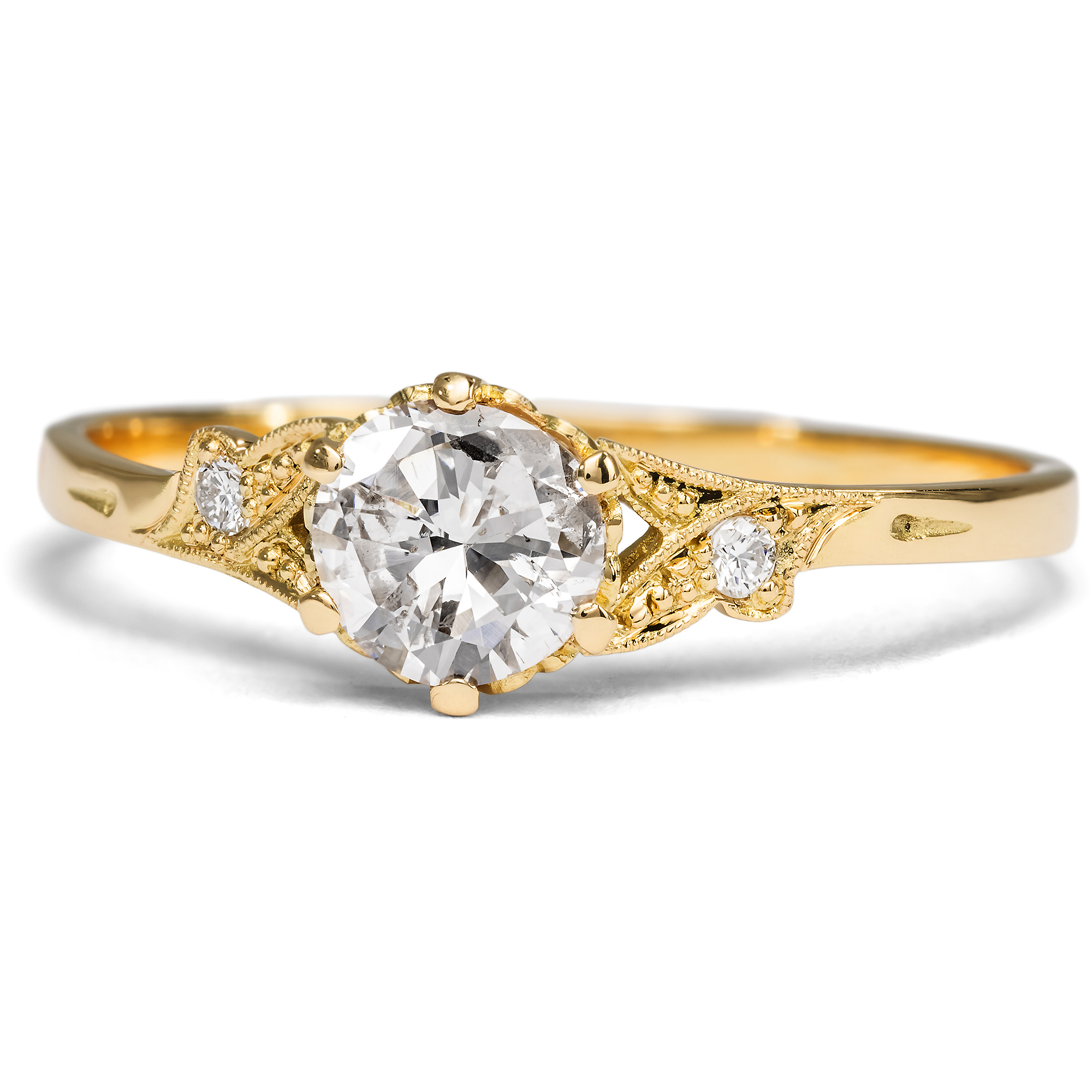 Delicate ring with vintage 0.64 ct diamond from our workshop Delicate ring with vintage 0.64 ct diamond from our workshop