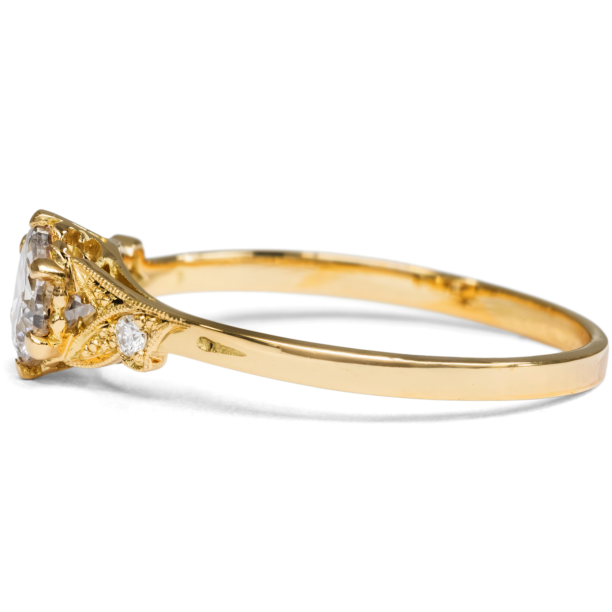 Delicate ring with vintage 0.64 ct diamond from our workshop Delicate ring with vintage 0.64 ct diamond from our workshop