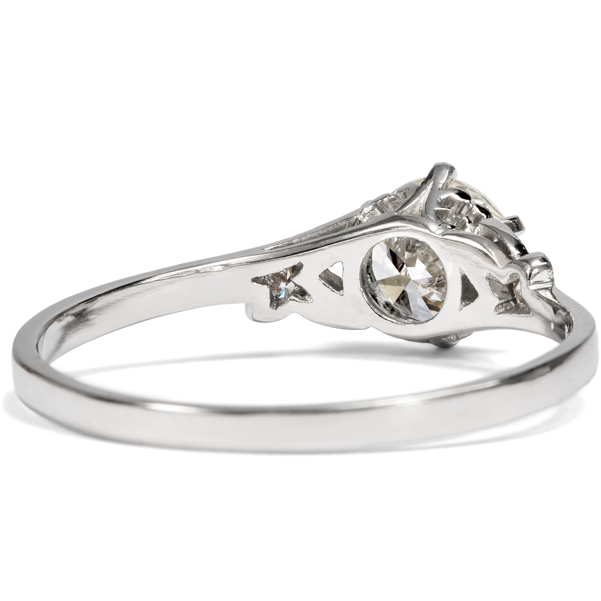 Delicate Ring From Our Workshop with 0.79 ct Vintage Diamond in Platinum Delicate Ring From Our Workshop with 0.79 ct Vintage Diamond in Platinum