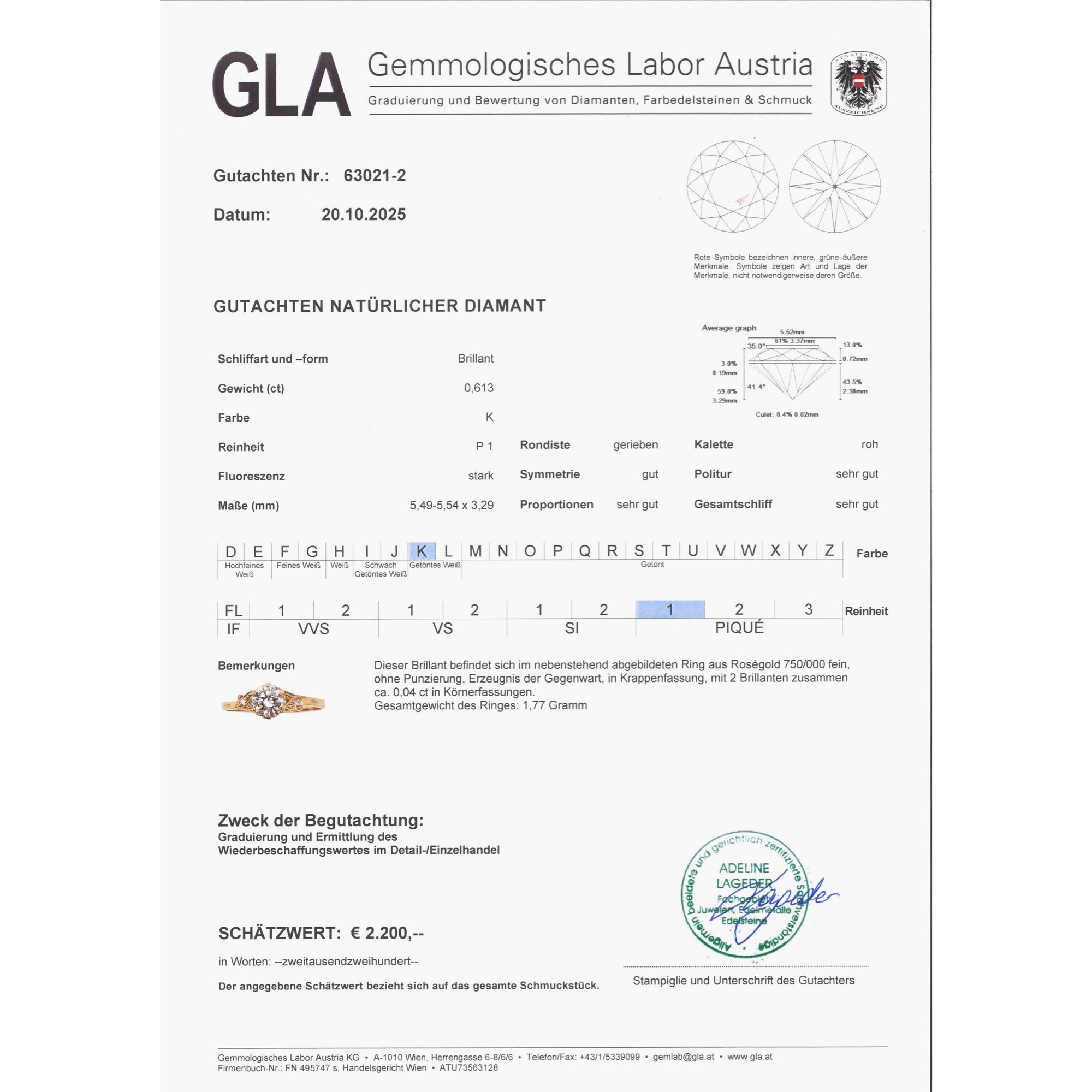 Zarter Ring mit vintage 0,61 ct Brillant in Roségold aus unserer Werkstatt Zarter Ring mit vintage 0,61 ct Brillant in Roségold aus unserer Werkstatt