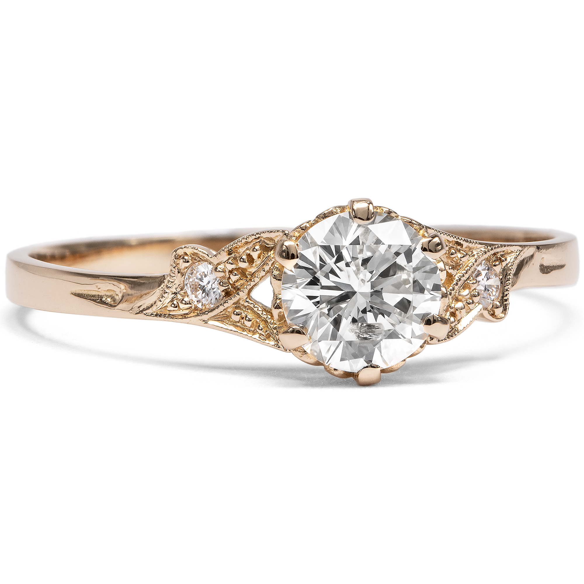 Zarter Ring mit vintage 0,61 ct Brillant in Roségold aus unserer Werkstatt Zarter Ring mit vintage 0,61 ct Brillant in Roségold aus unserer Werkstatt