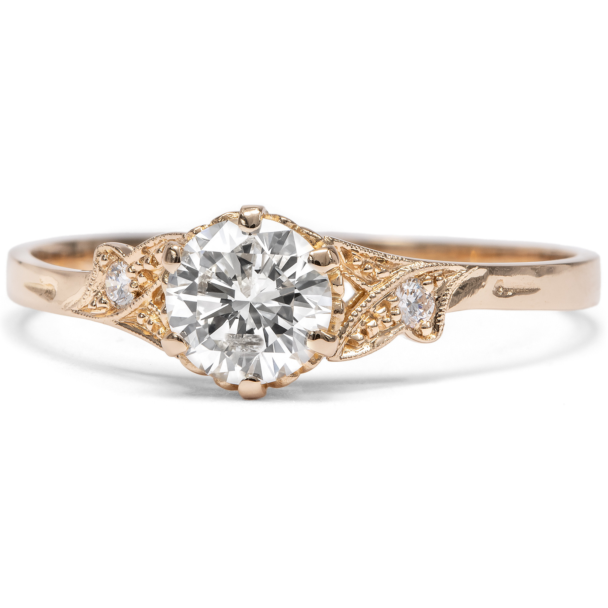 Zarter Ring mit vintage 0,61 ct Brillant in Roségold aus unserer Werkstatt Zarter Ring mit vintage 0,61 ct Brillant in Roségold aus unserer Werkstatt