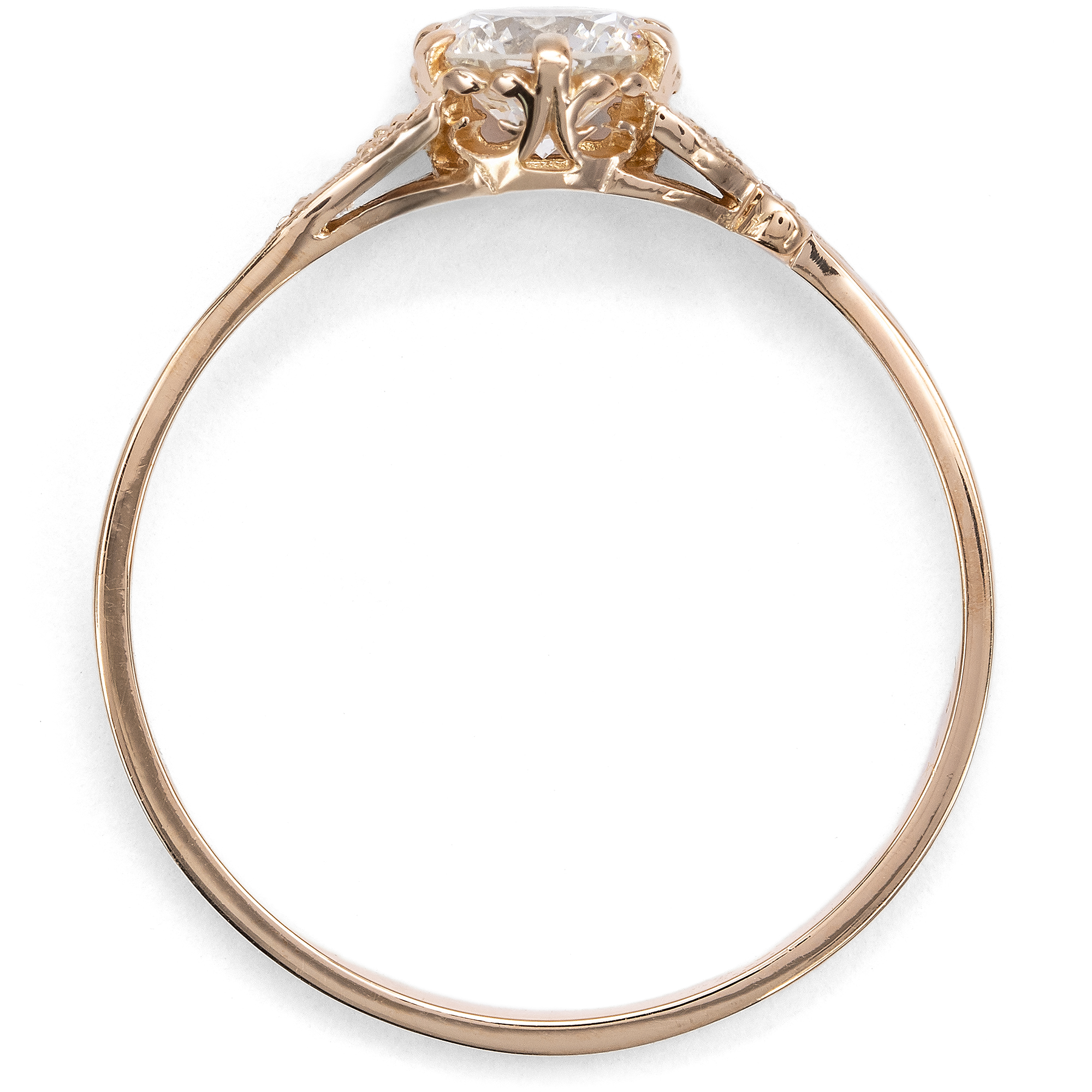 Zarter Ring mit vintage 0,61 ct Brillant in Roségold aus unserer Werkstatt Zarter Ring mit vintage 0,61 ct Brillant in Roségold aus unserer Werkstatt