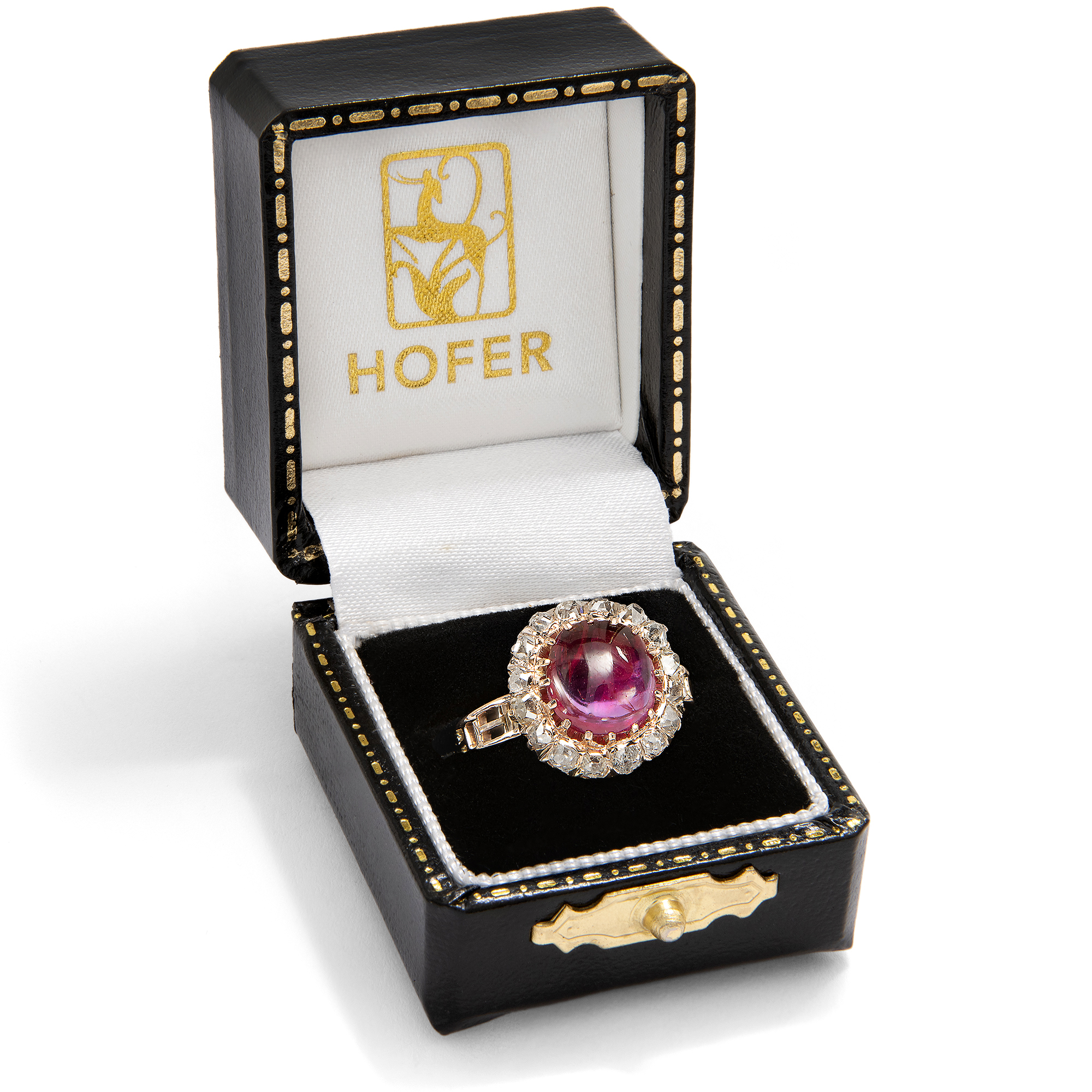 Kostbarer Ring mit unbehandeltem Rubin aus Burma & Diamanten in Roségold, um 1890 Kostbarer Ring mit unbehandeltem Rubin aus Burma & Diamanten in Roségold, um 1890