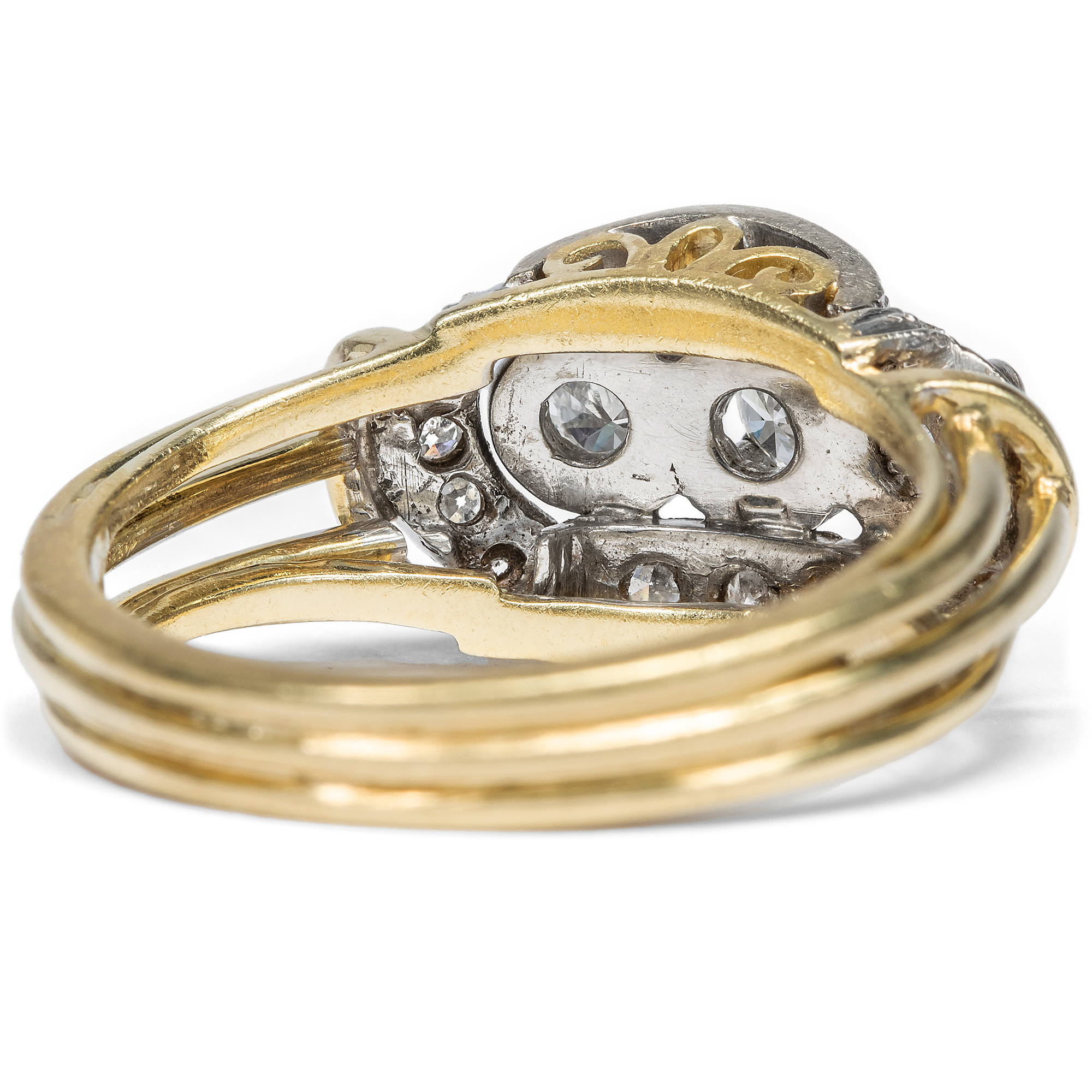Vintage Ring with Diamonds in White and Yellow Gold, Julius Graef, c. 1960 Vintage Ring with Diamonds in White and Yellow Gold, Julius Graef, c. 1960