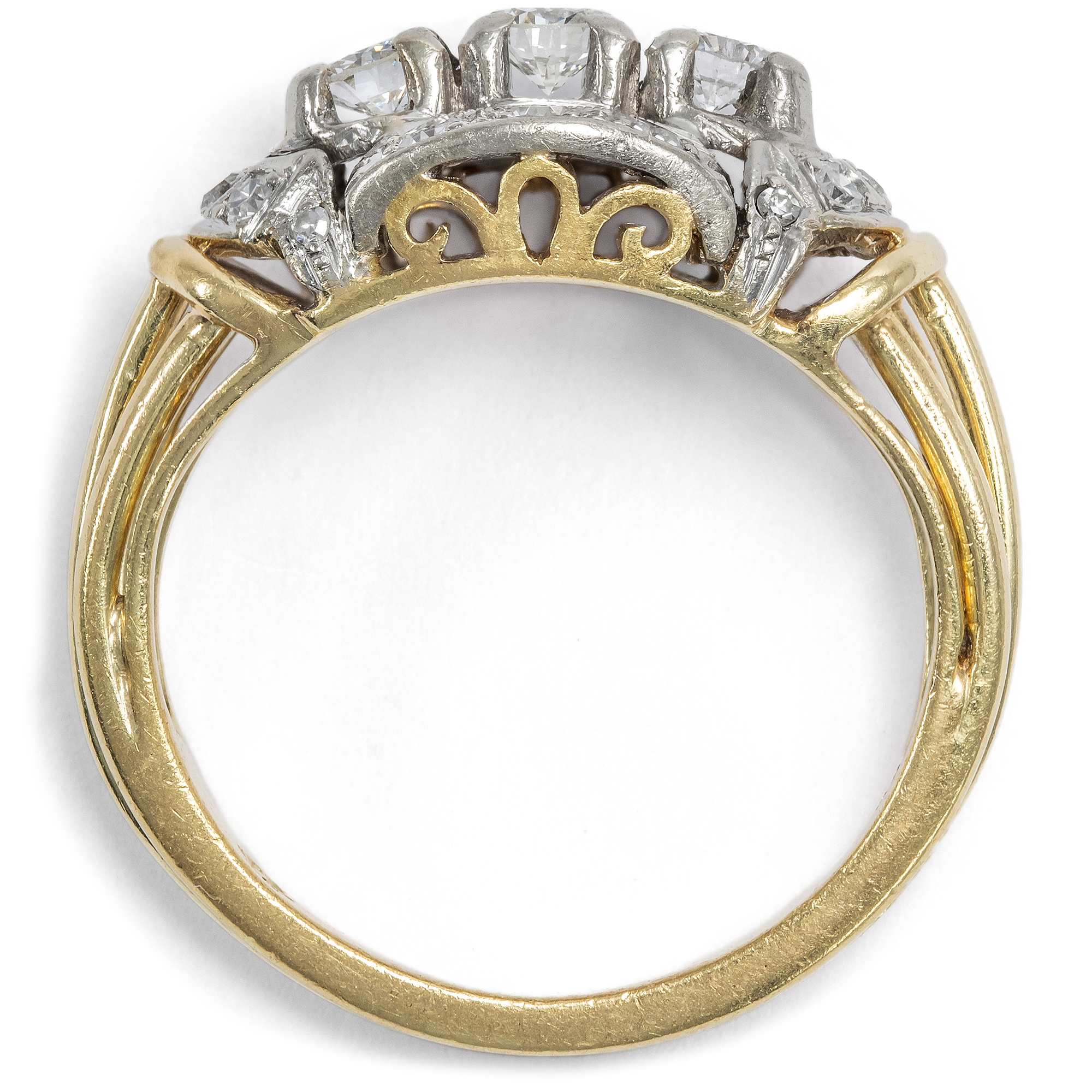 Vintage Ring with Diamonds in White and Yellow Gold, Julius Graef, c. 1960 Vintage Ring with Diamonds in White and Yellow Gold, Julius Graef, c. 1960