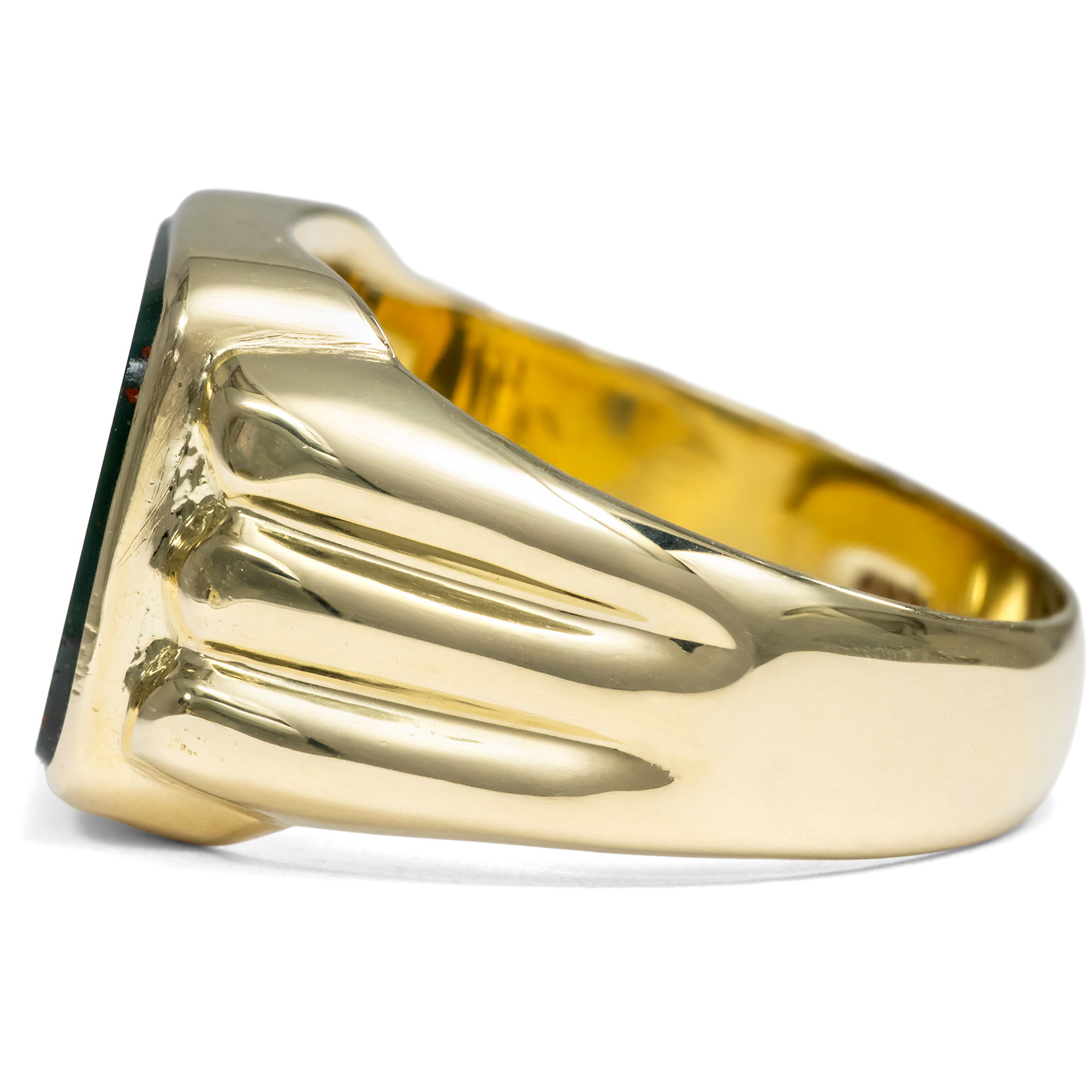 Schöner vintage Siegelring mit Heliotrop in Gold, Deutschland um 1950 Schöner vintage Siegelring mit Heliotrop in Gold, Deutschland um 1950