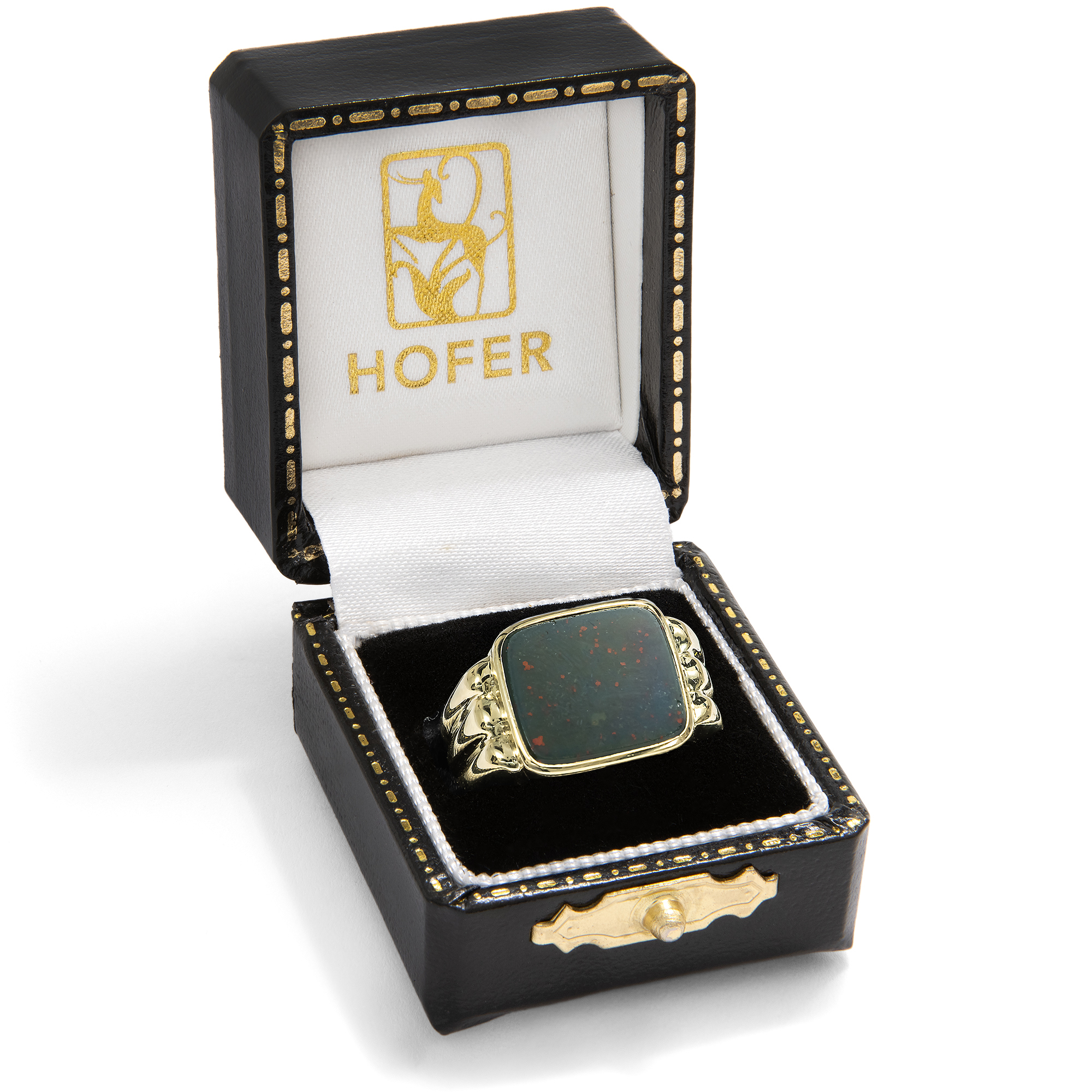 Schöner vintage Siegelring mit Heliotrop in Gold, Deutschland um 1950 Schöner vintage Siegelring mit Heliotrop in Gold, Deutschland um 1950