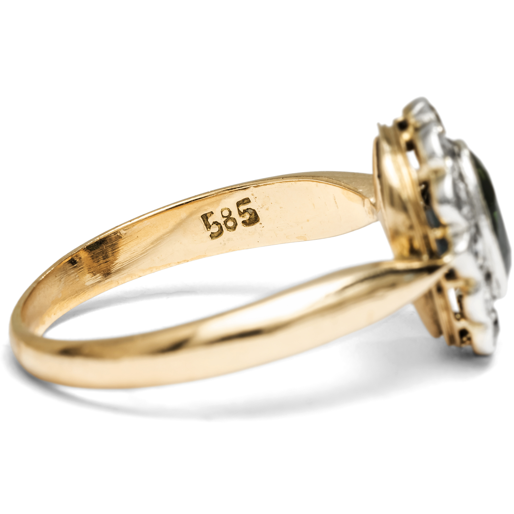 Antiker „Entourage“-Ring mit Saphir & Diamanten in Gold & Silber, um 1900 Antiker „Entourage“-Ring mit Saphir & Diamanten in Gold & Silber, um 1900