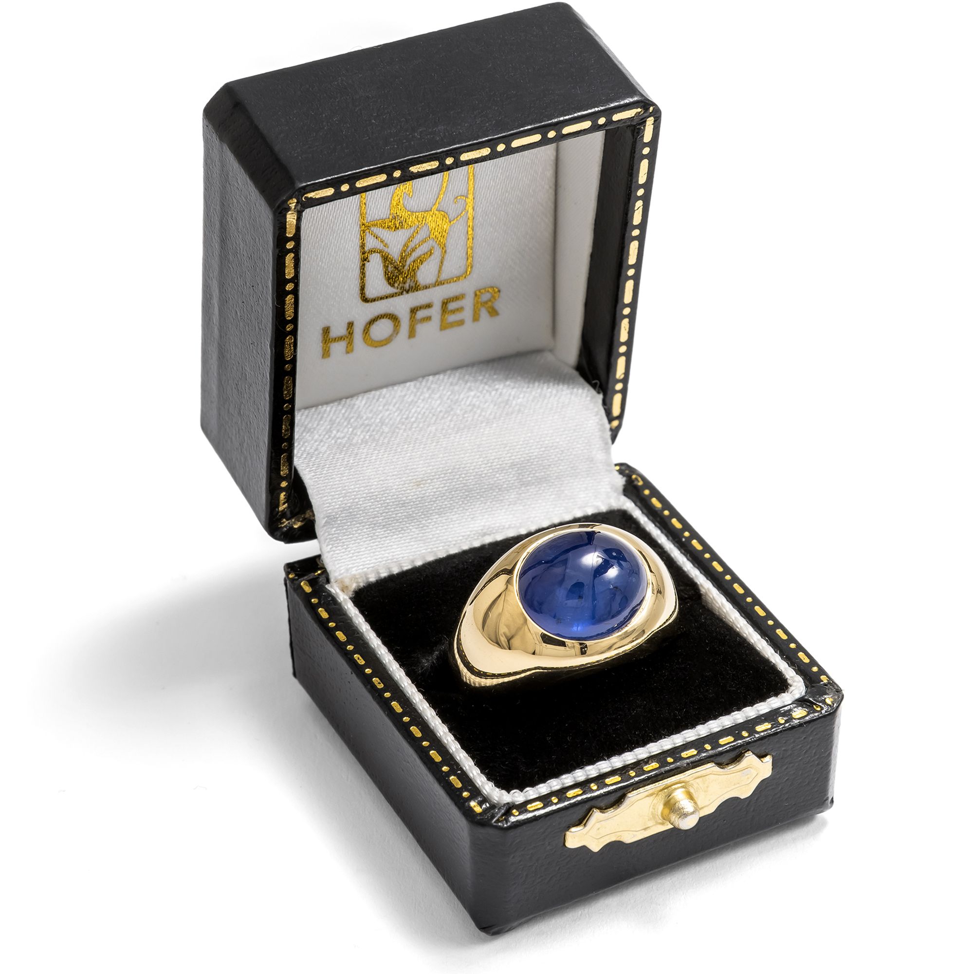 Hochwertiger Bandring aus Gold mit großem Saphircabochon, Carl Ernst, Wiesbaden um 1960 Hochwertiger Bandring aus Gold mit großem Saphircabochon, Carl Ernst, Wiesbaden um 1960