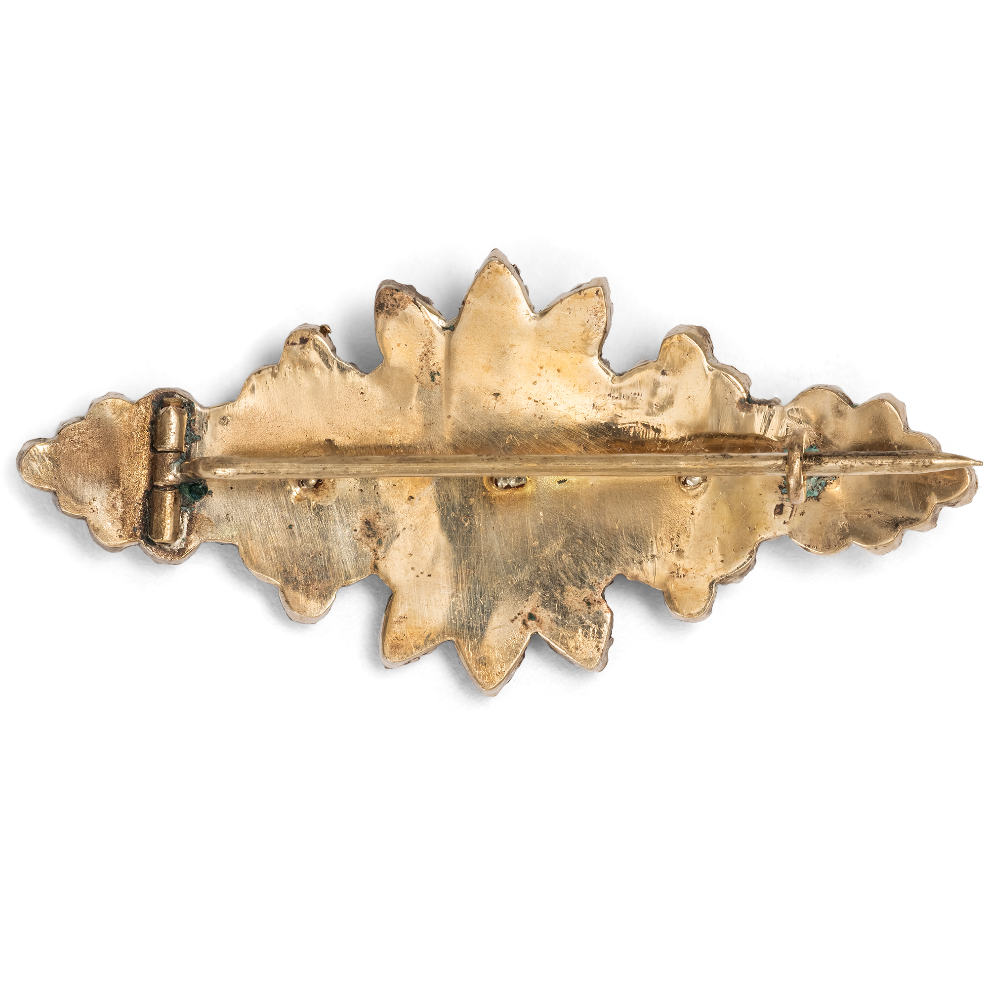 Antike Brosche mit Böhmischen Granaten in Tombak, um 1890 Antike Brosche mit Böhmischen Granaten in Tombak, um 1890