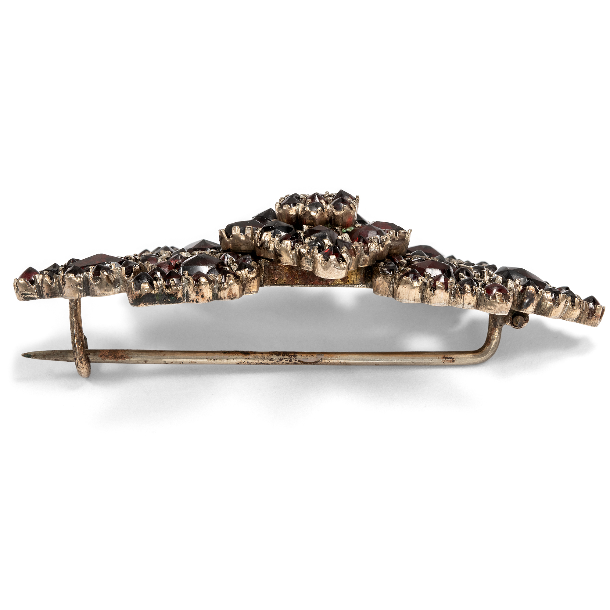 Stretched Antique Brooch made from Bohemian Garnets, circa 1880 Stretched Antique Brooch made from Bohemian Garnets, circa 1880