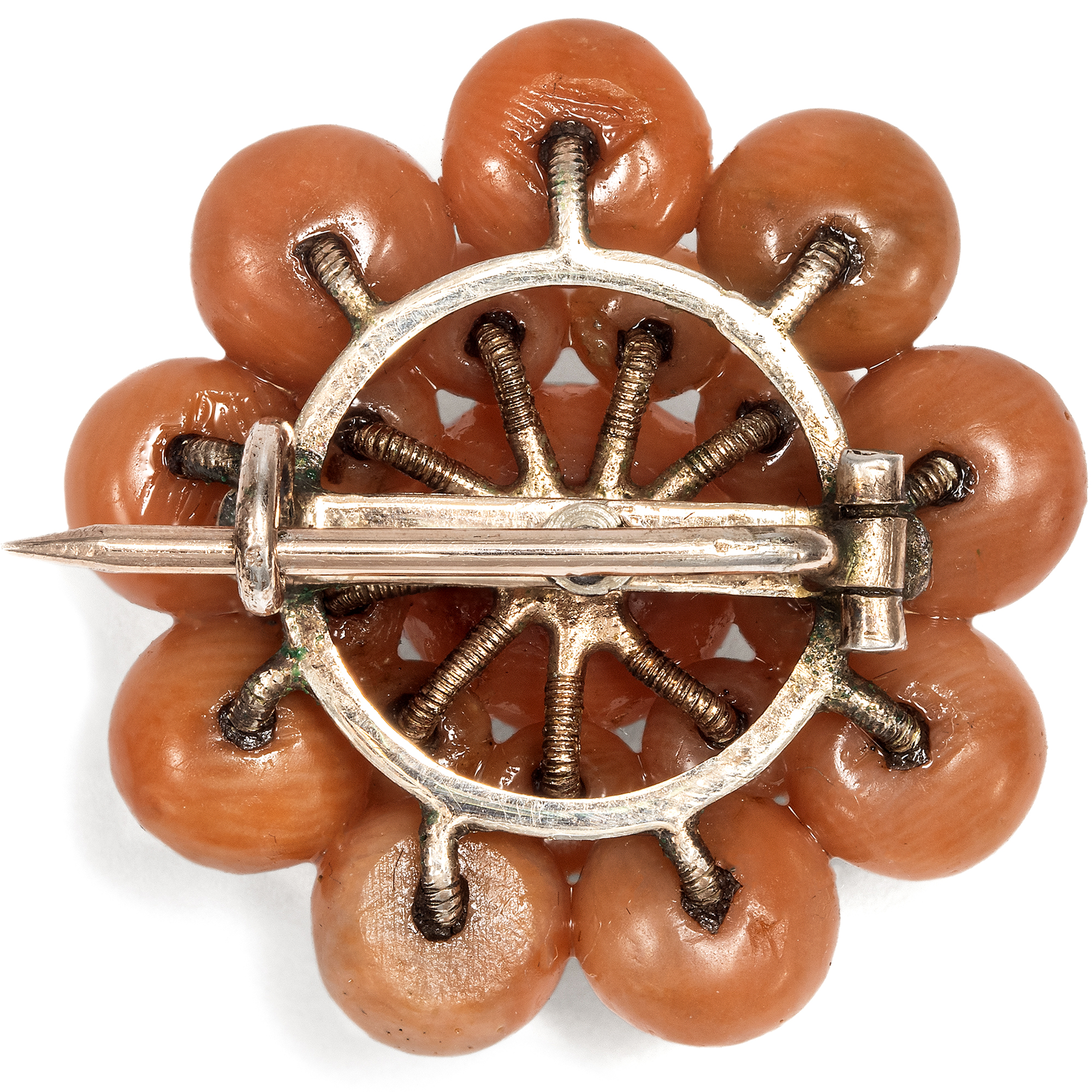 Antique Brooch Made of Italian Coral, c. 1880 Antique Brooch Made of Italian Coral, c. 1880