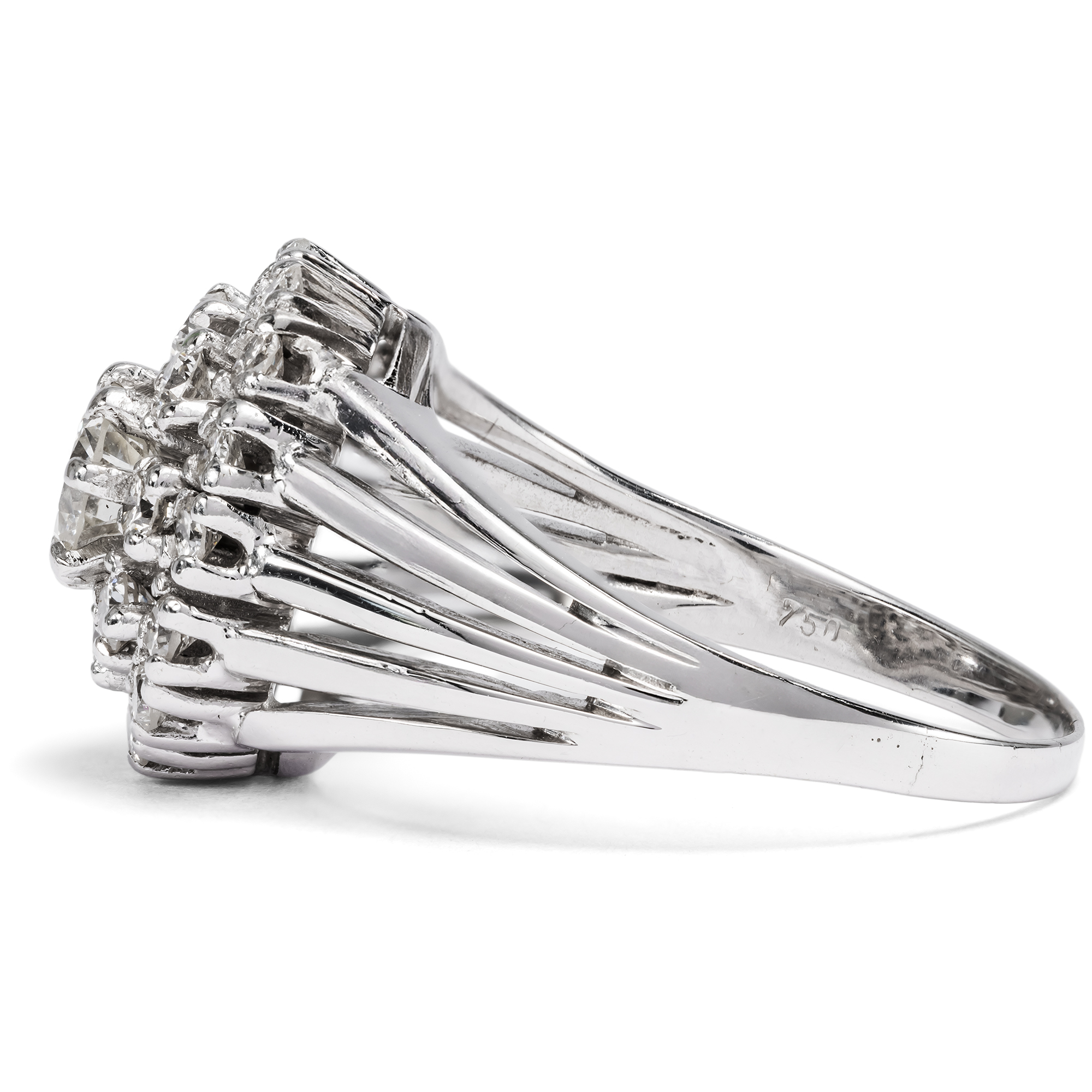 Modernistischer Vintage Ring mit Diamanten in Weißgold, 1970er Jahre Modernistischer Vintage Ring mit Diamanten in Weißgold, 1970er Jahre