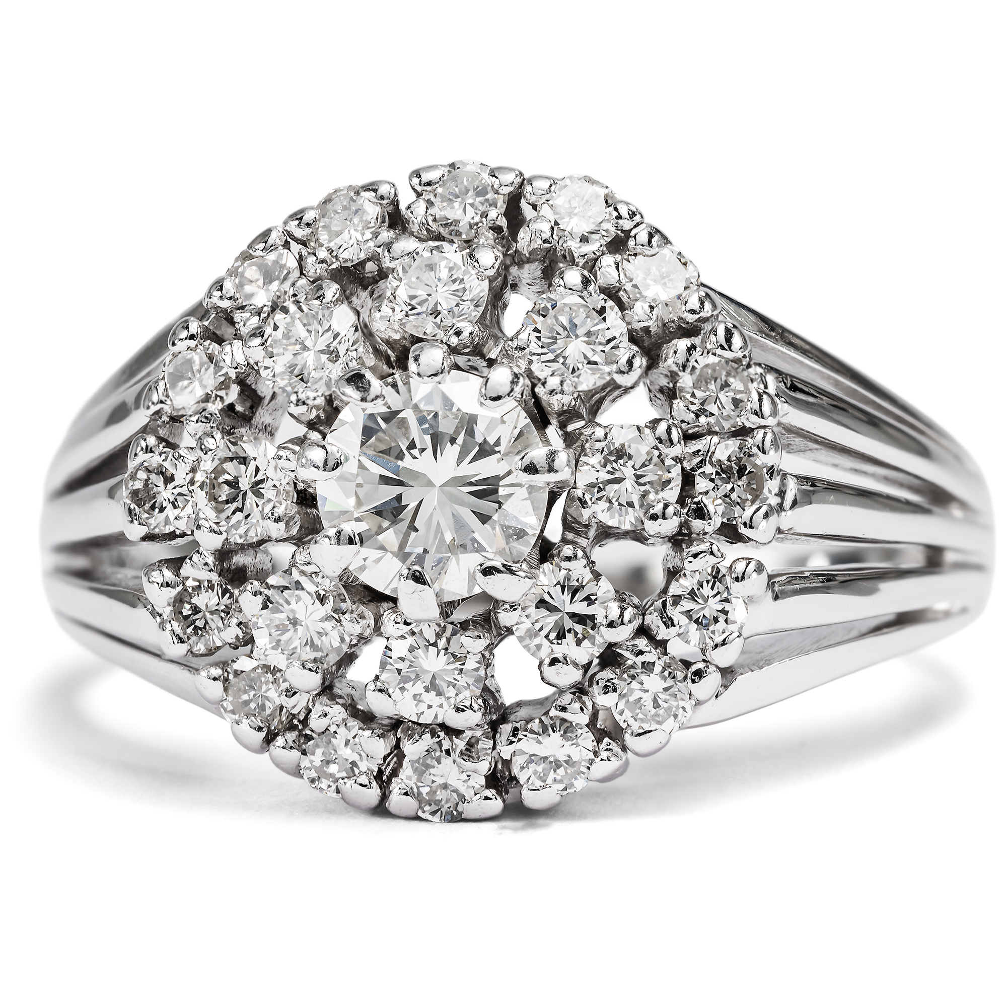 Modernistischer Vintage Ring mit Diamanten in Weißgold, 1970er Jahre Modernistischer Vintage Ring mit Diamanten in Weißgold, 1970er Jahre