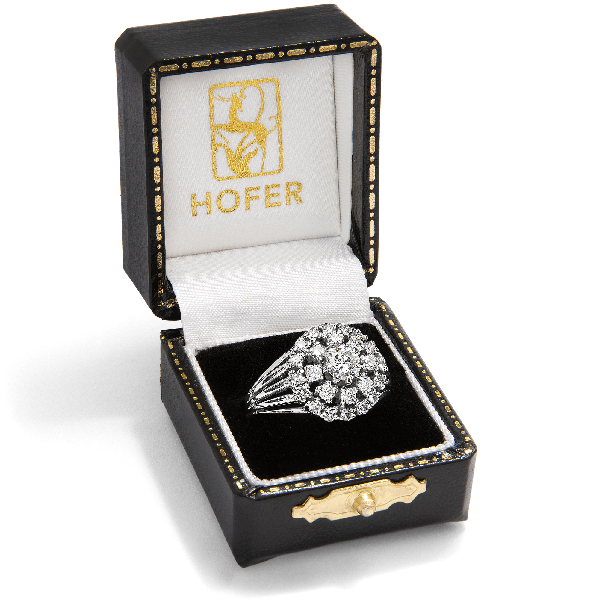 Modernistischer Vintage Ring mit Diamanten in Weißgold, 1970er Jahre Modernistischer Vintage Ring mit Diamanten in Weißgold, 1970er Jahre