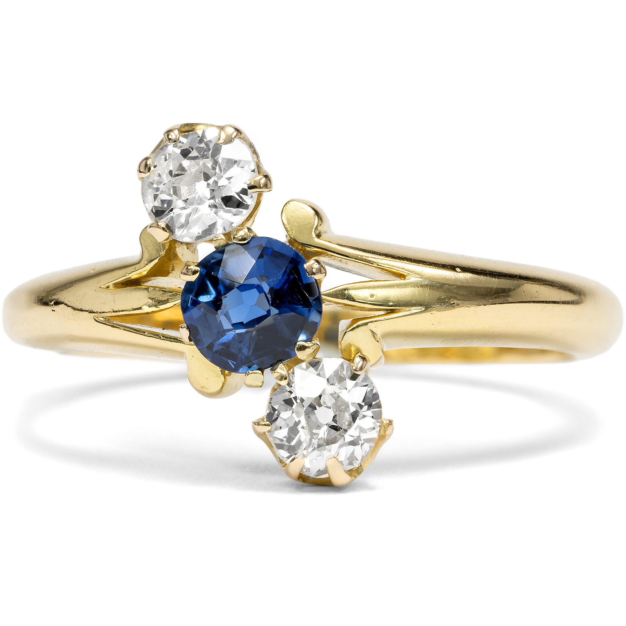 Antiker „Trilogie“-Ring mit Saphir & Diamanten, Samuel Usher, Birmingham 1894 Antiker „Trilogie“-Ring mit Saphir & Diamanten, Samuel Usher, Birmingham 1894