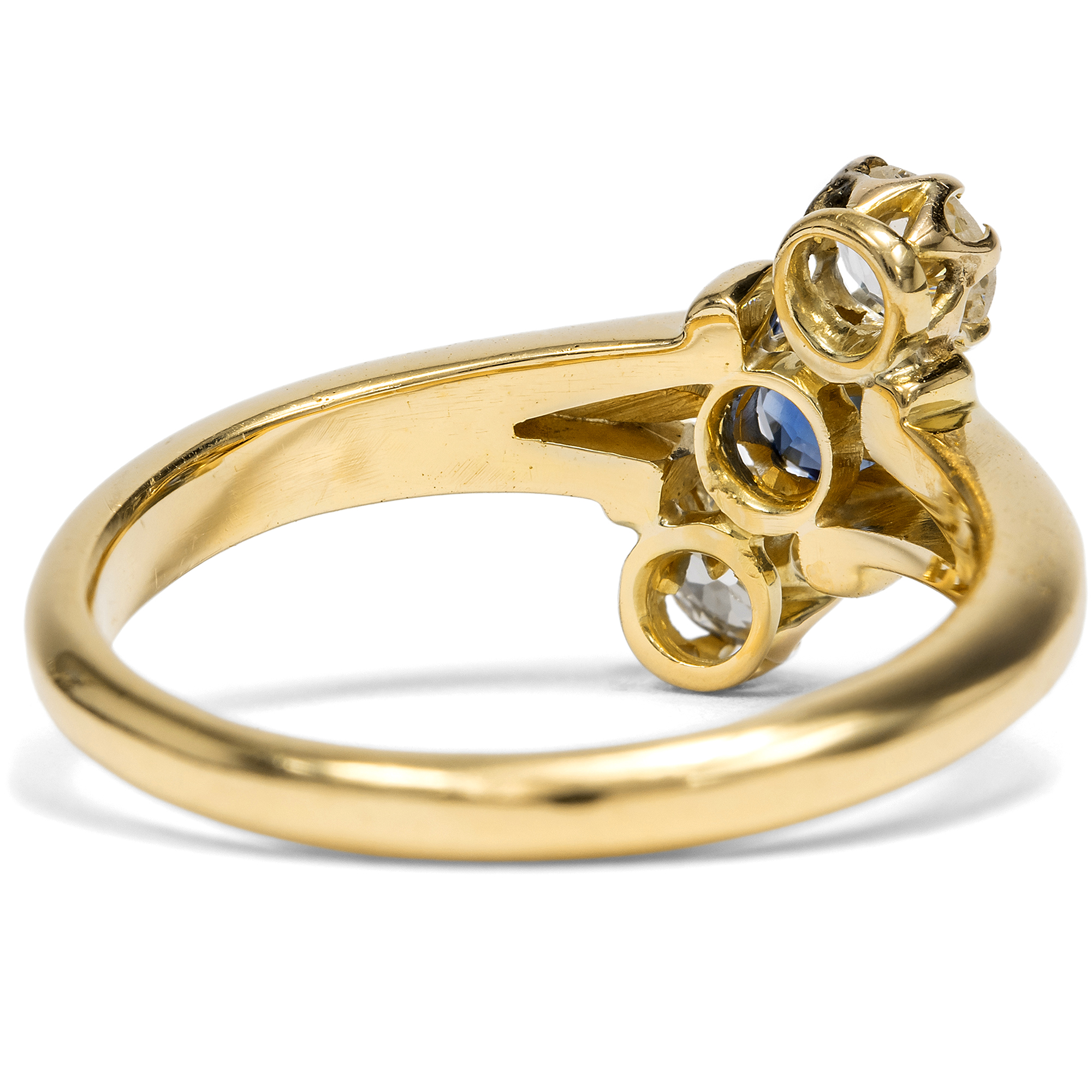 Antiker „Trilogie“-Ring mit Saphir & Diamanten, Samuel Usher, Birmingham 1894 Antiker „Trilogie“-Ring mit Saphir & Diamanten, Samuel Usher, Birmingham 1894