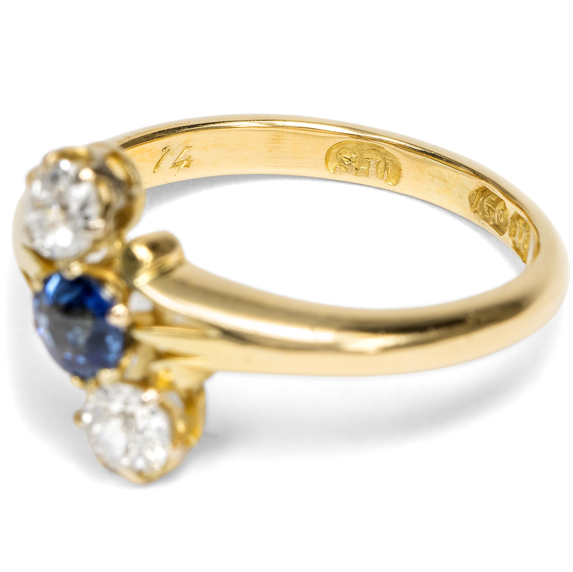 Antiker „Trilogie“-Ring mit Saphir & Diamanten, Samuel Usher, Birmingham 1894 Antiker „Trilogie“-Ring mit Saphir & Diamanten, Samuel Usher, Birmingham 1894