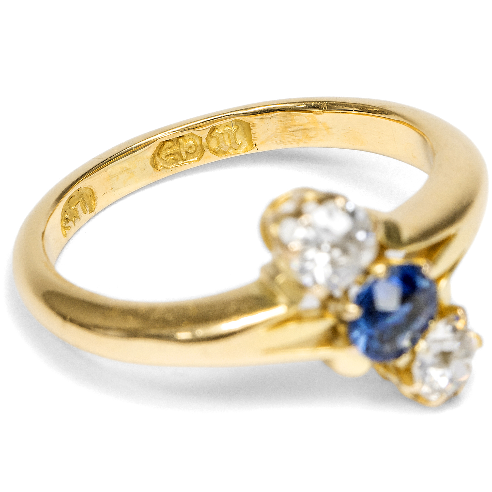 Antiker „Trilogie“-Ring mit Saphir & Diamanten, Samuel Usher, Birmingham 1894 Antiker „Trilogie“-Ring mit Saphir & Diamanten, Samuel Usher, Birmingham 1894