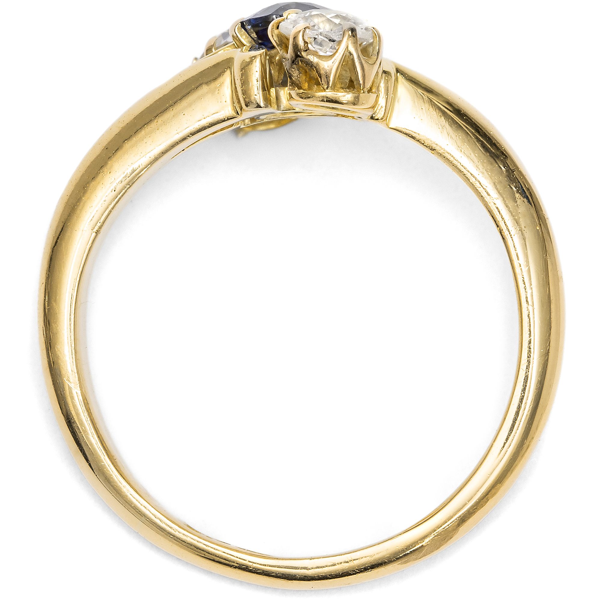 Antiker „Trilogie“-Ring mit Saphir & Diamanten, Samuel Usher, Birmingham 1894 Antiker „Trilogie“-Ring mit Saphir & Diamanten, Samuel Usher, Birmingham 1894