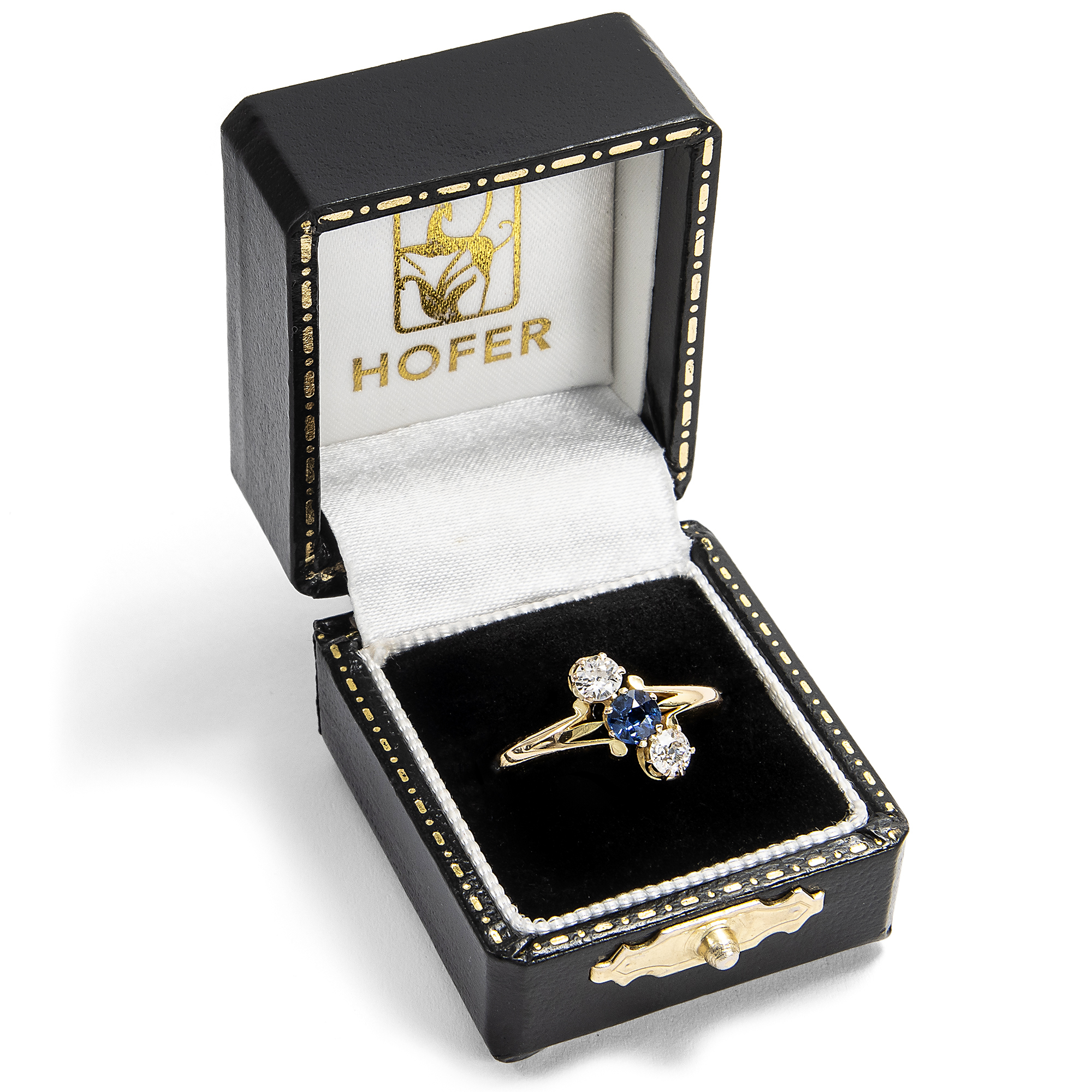 Antiker „Trilogie“-Ring mit Saphir & Diamanten, Samuel Usher, Birmingham 1894 Antiker „Trilogie“-Ring mit Saphir & Diamanten, Samuel Usher, Birmingham 1894