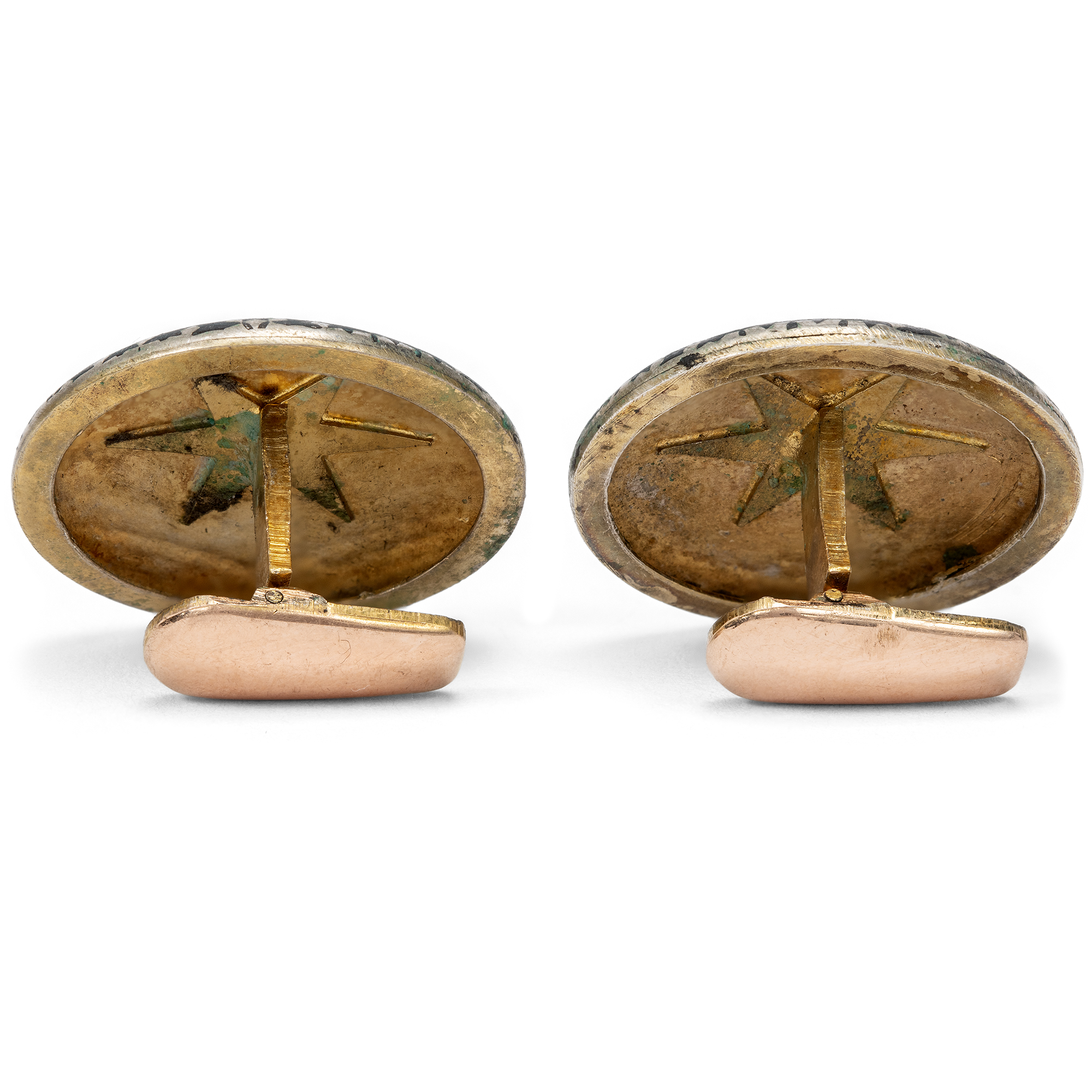 Antike, versilberte Manschettenknöpfe mit Niello, um 1900 Antike, versilberte Manschettenknöpfe mit Niello, um 1900