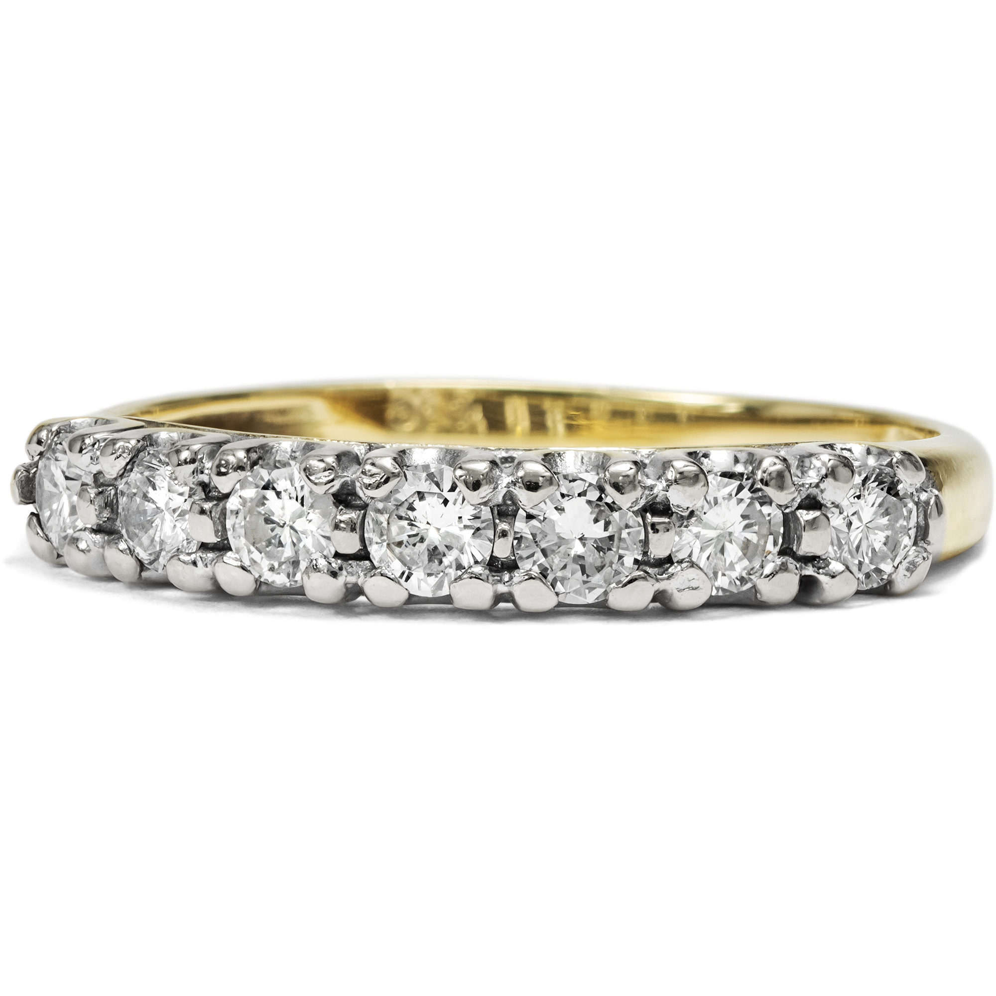 Vintage Goldring mit sieben Brillanten, Deutschland um 1985 Vintage Goldring mit sieben Brillanten, Deutschland um 1985