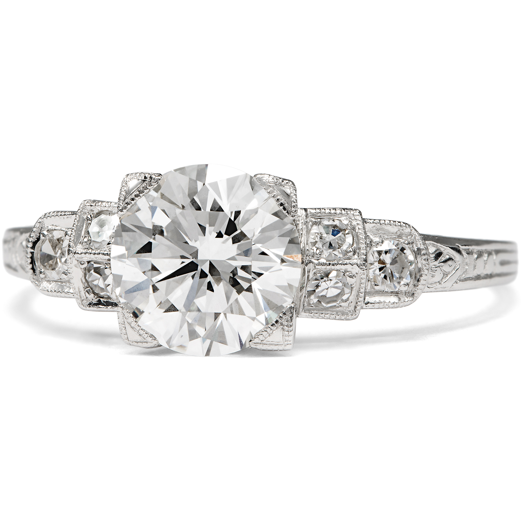 Eleganter Platinring mit einem lupenreinen 1,28 ct Brillanten, aus unserer Werkstatt Eleganter Platinring mit einem lupenreinen 1,28 ct Brillanten, aus unserer Werkstatt