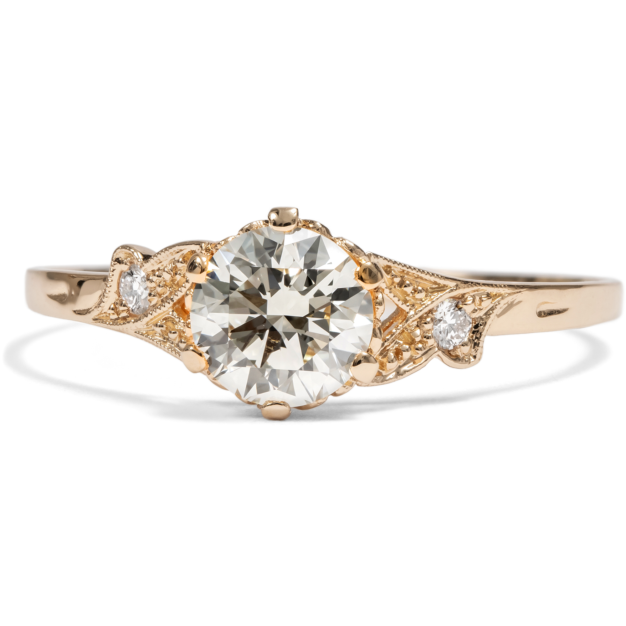 Zarter Ring mit vintage 0,65 ct Brillant in Roségold aus unserer Werkstatt Zarter Ring mit vintage 0,65 ct Brillant in Roségold aus unserer Werkstatt