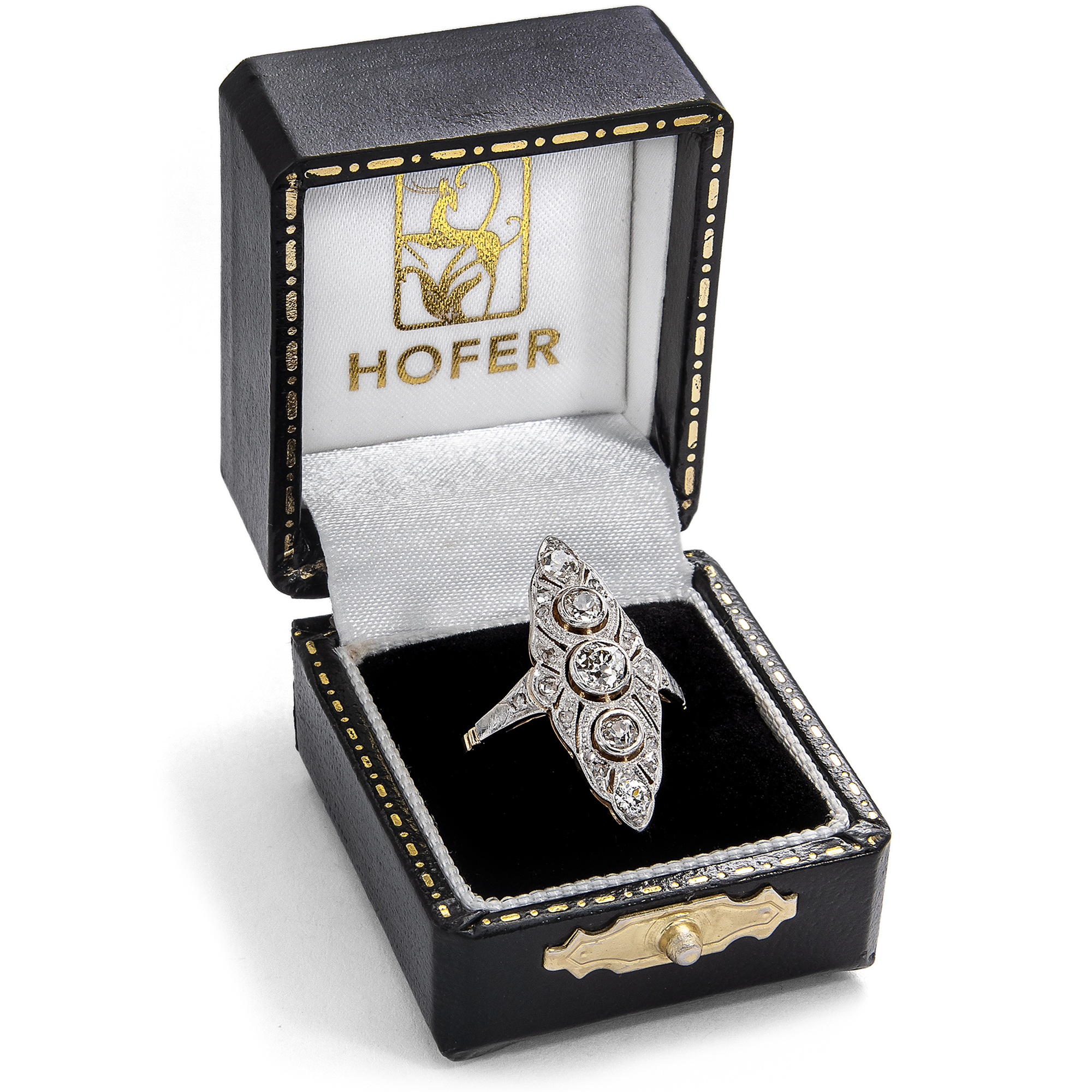 Glamouröser Ring des Art Déco mit Diamanten in Platin auf Gold, um 1925 Glamouröser Ring des Art Déco mit Diamanten in Platin auf Gold, um 1925