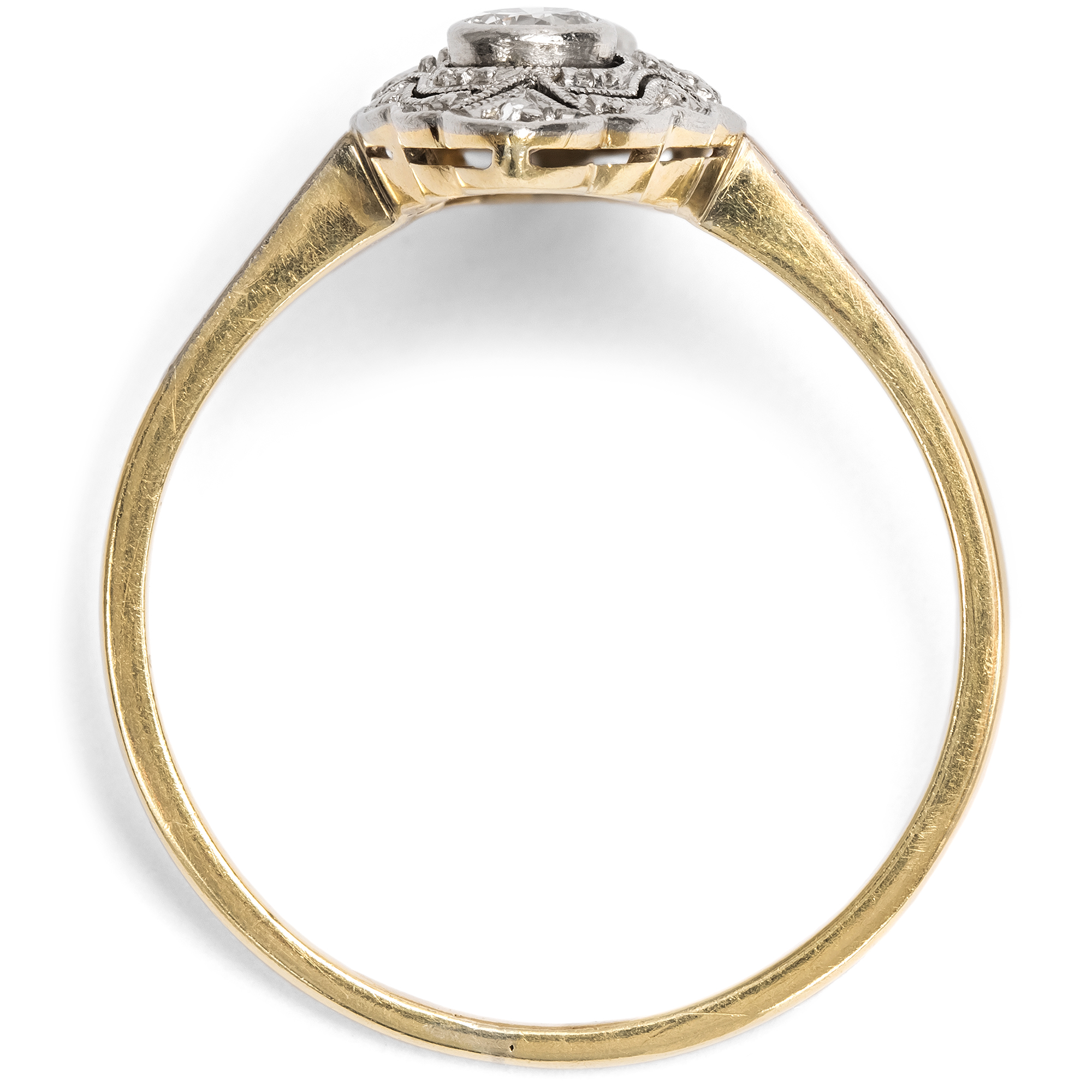 Feiner Ring des Art Déco aus Gold & Platin mit Diamanten, um 1930 Feiner Ring des Art Déco aus Gold & Platin mit Diamanten, um 1930