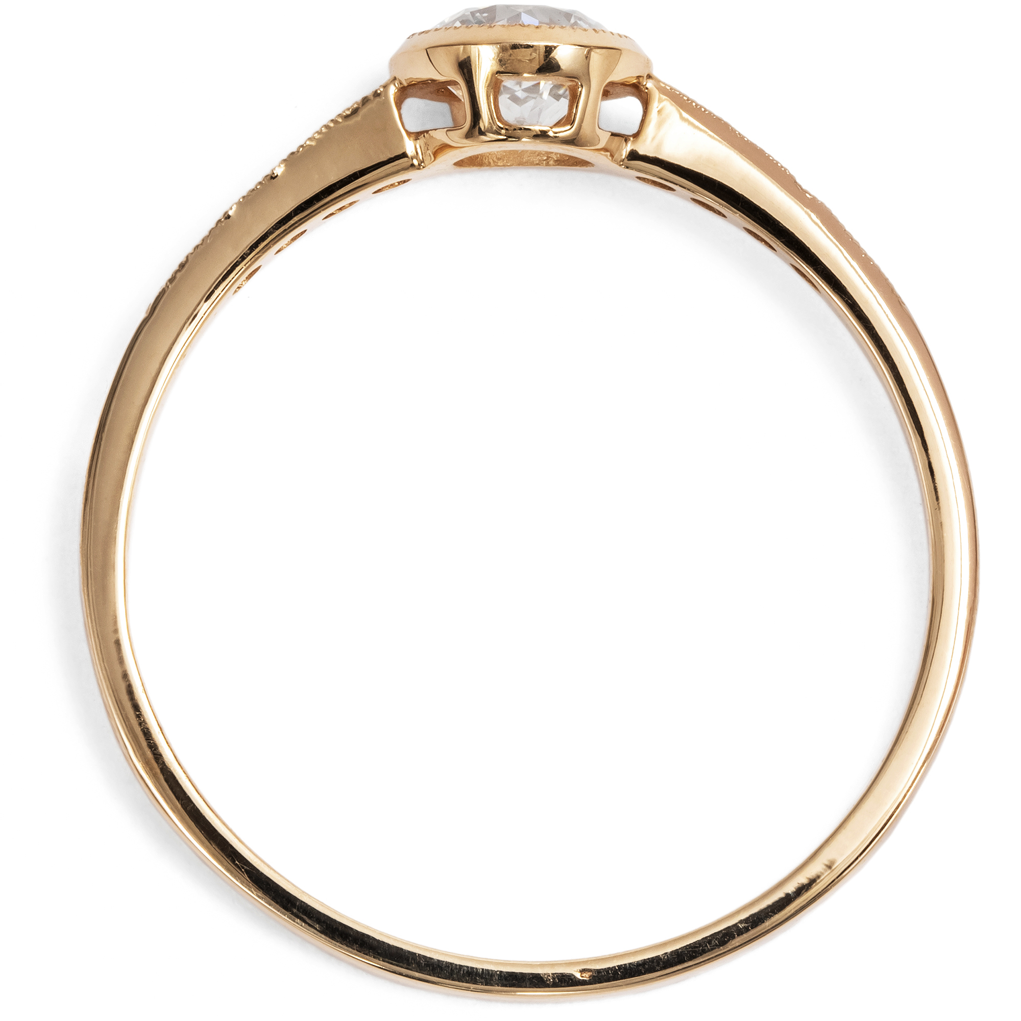 Feiner Ring aus Roségold mit 0,41 ct vintage Brillant aus unserer Werkstatt Feiner Ring aus Roségold mit 0,41 ct vintage Brillant aus unserer Werkstatt