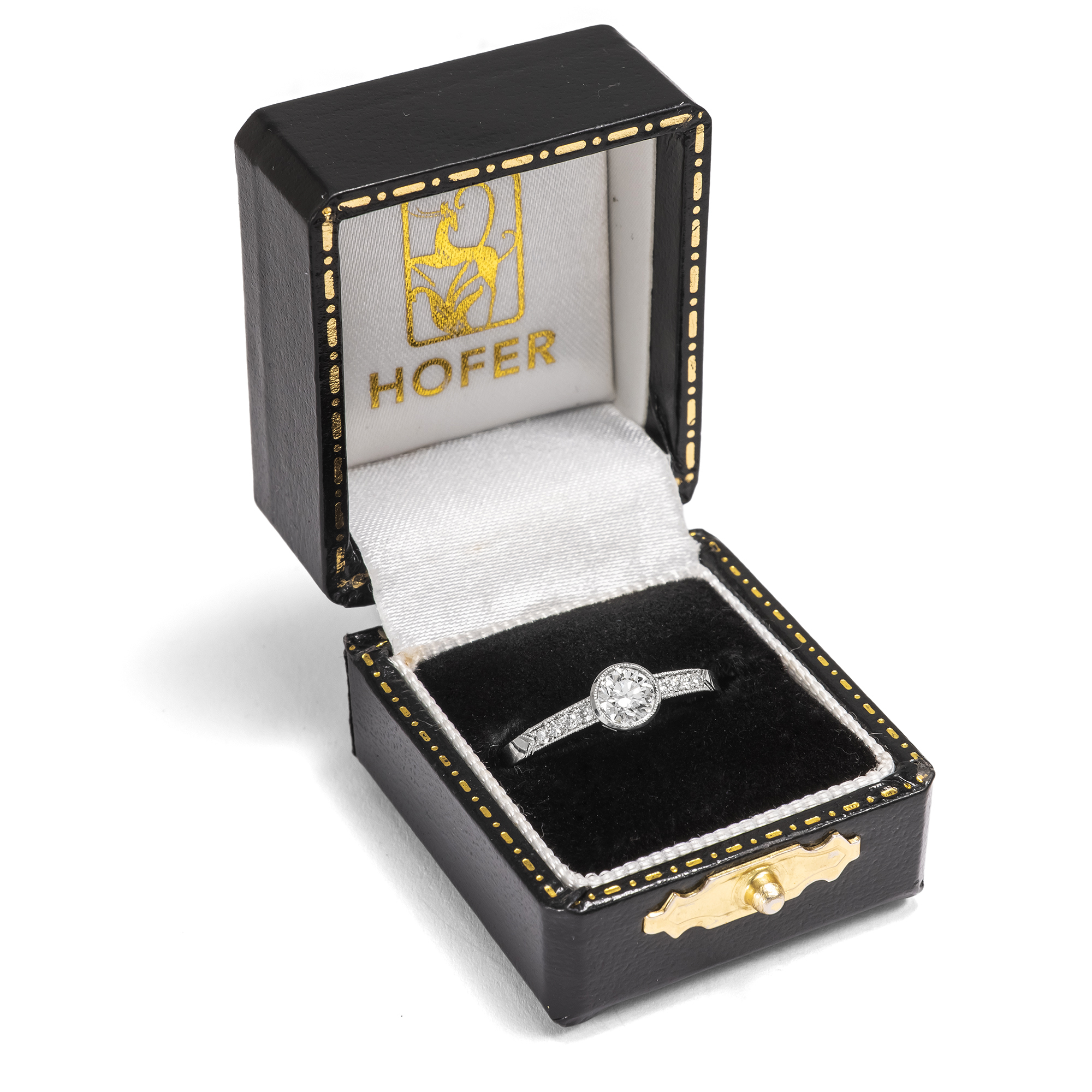 Feiner Ring aus Platin mit 0,38 ct vintage Brillant aus unserer Werkstatt Feiner Ring aus Platin mit 0,38 ct vintage Brillant aus unserer Werkstatt