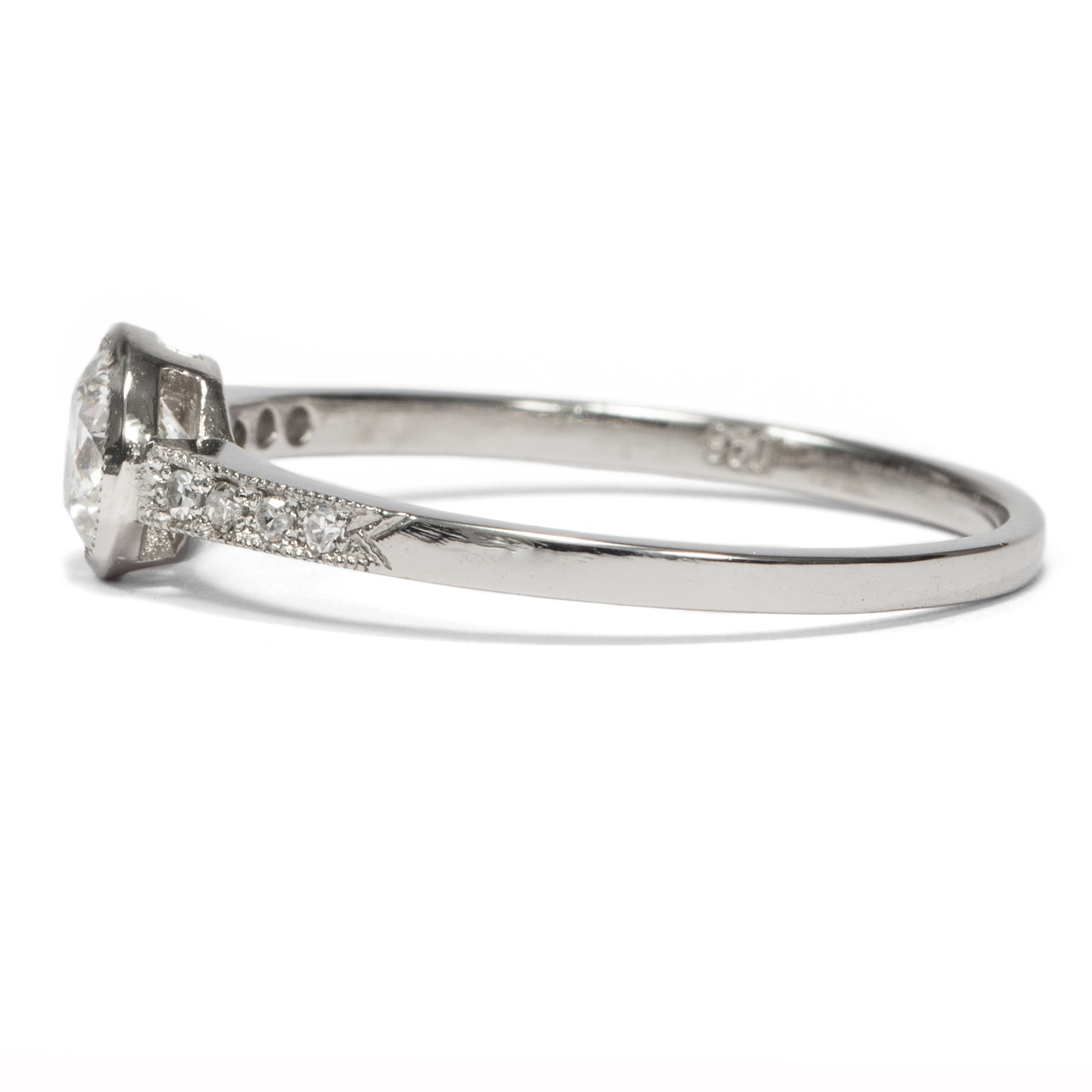 Fine Ring in Platinum with 0.38 ct Vintage Diamond From Our Workshop Fine Ring in Platinum with 0.38 ct Vintage Diamond From Our Workshop