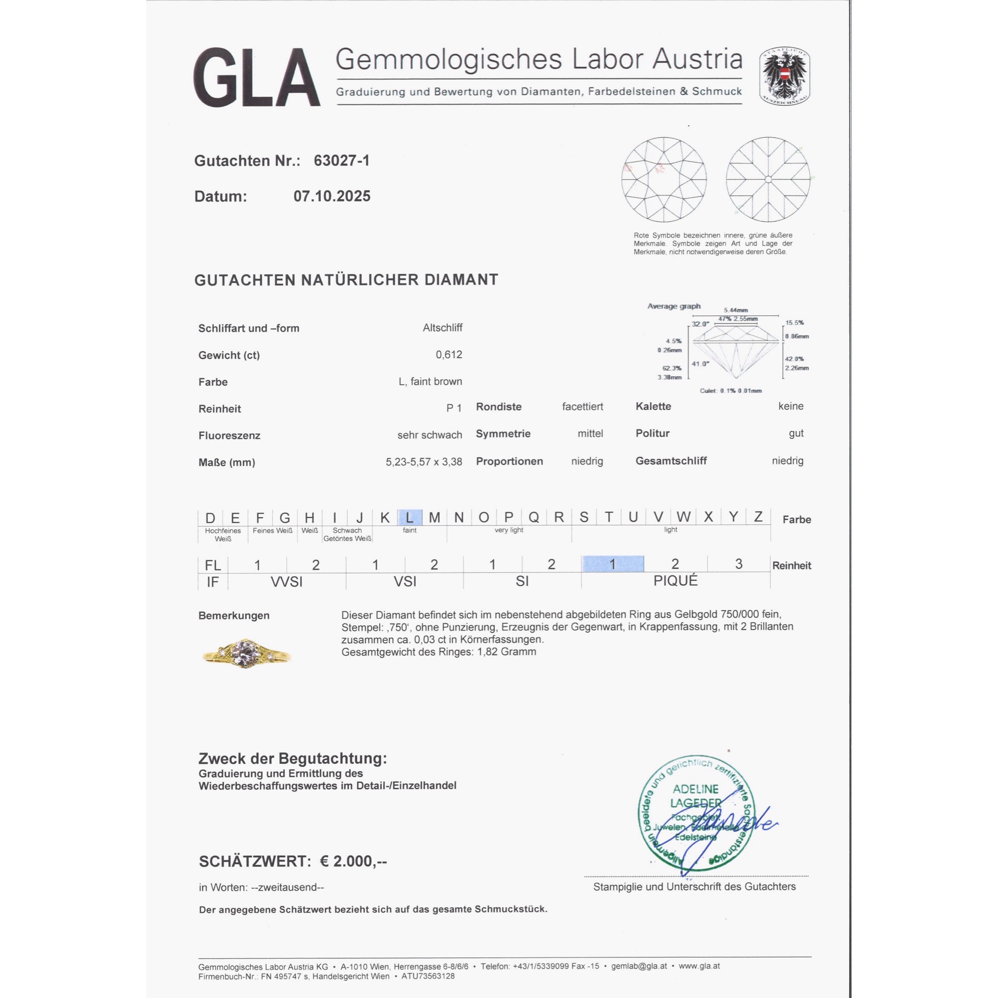 Unworn ring with champagne-colored 0.61 ct old-cut diamond from our workshop Unworn ring with champagne-colored 0.61 ct old-cut diamond from our workshop
