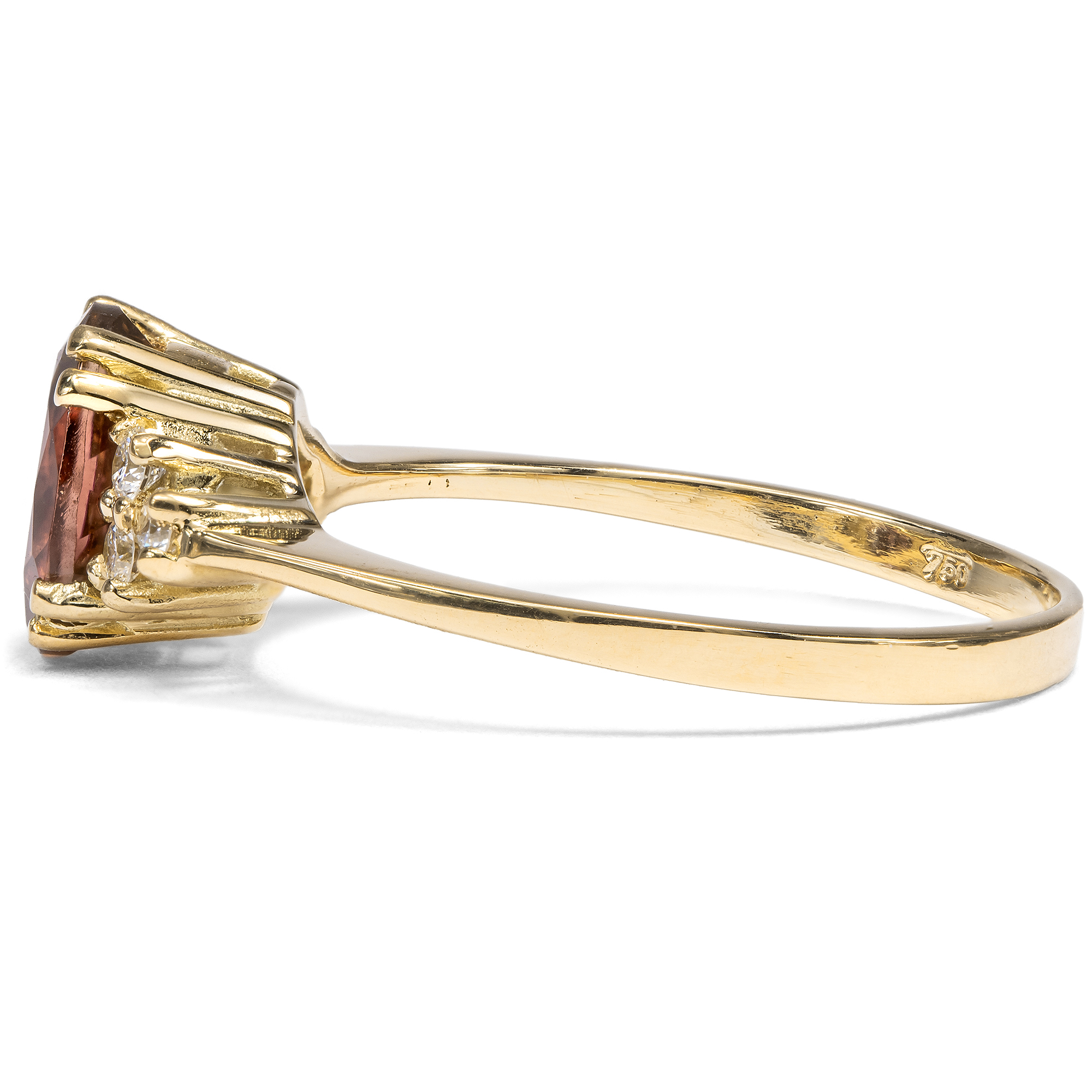 Feiner Ring mit violettrotem Turmalin & Diamanten in Gold aus unserer Werkstatt Feiner Ring mit violettrotem Turmalin & Diamanten in Gold aus unserer Werkstatt